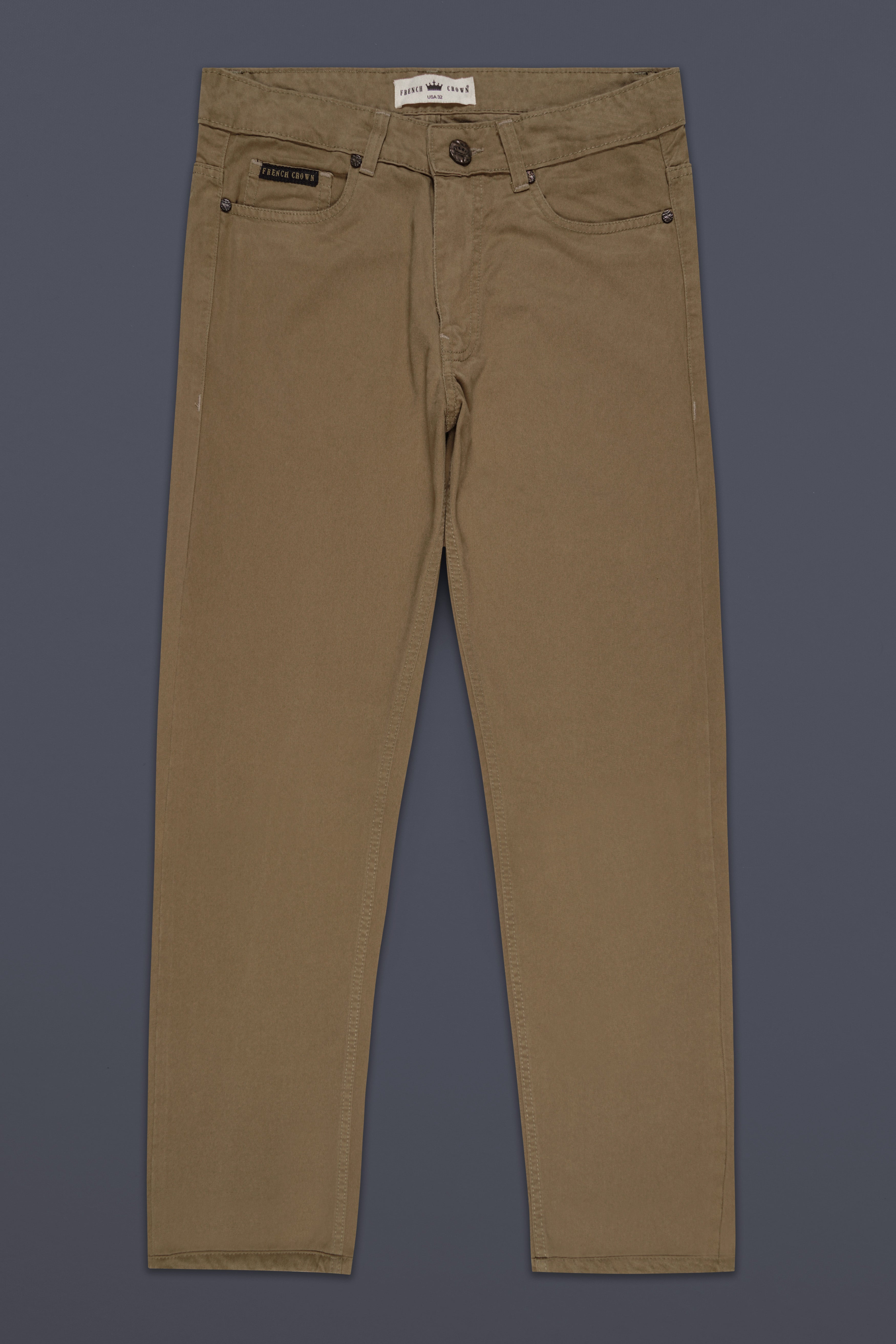 Shadow Brown Slim Fit Mid-Rise Clean Look Stretchable Denim