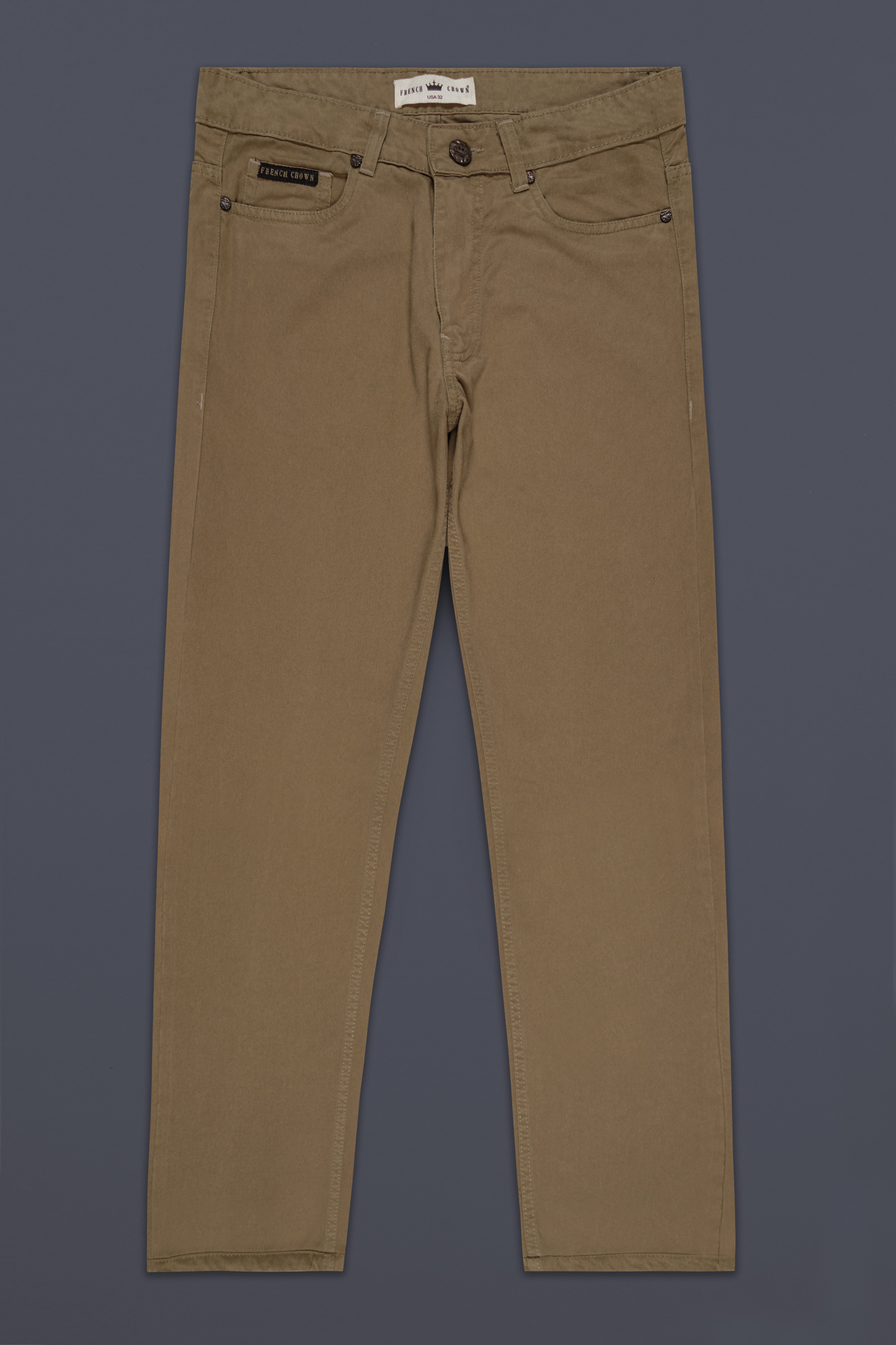 Shadow Brown Slim Fit Mid-Rise Clean Look Stretchable Denim