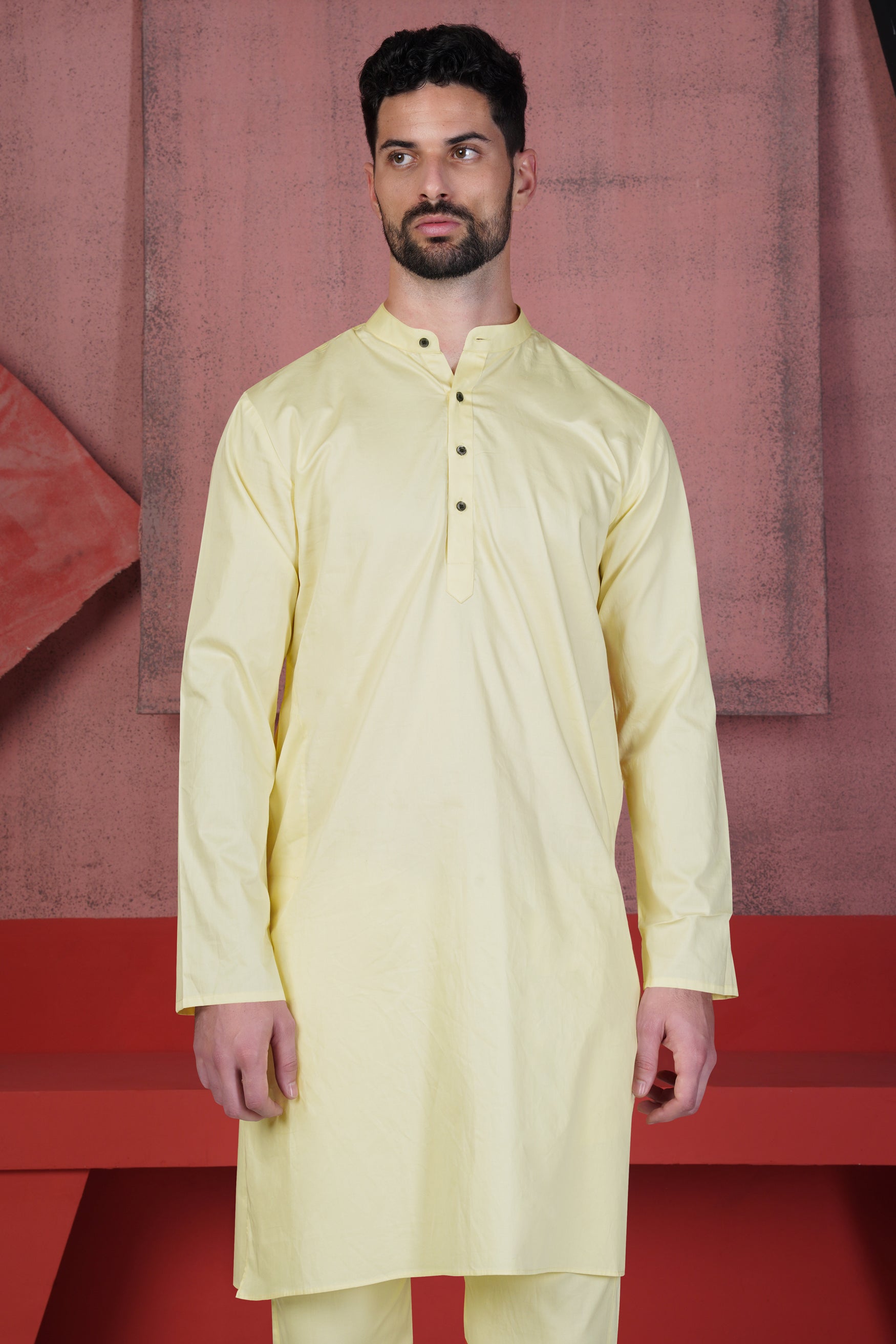 Citrine Yellow Subtle Sheen Super Soft Premium Cotton Kurta