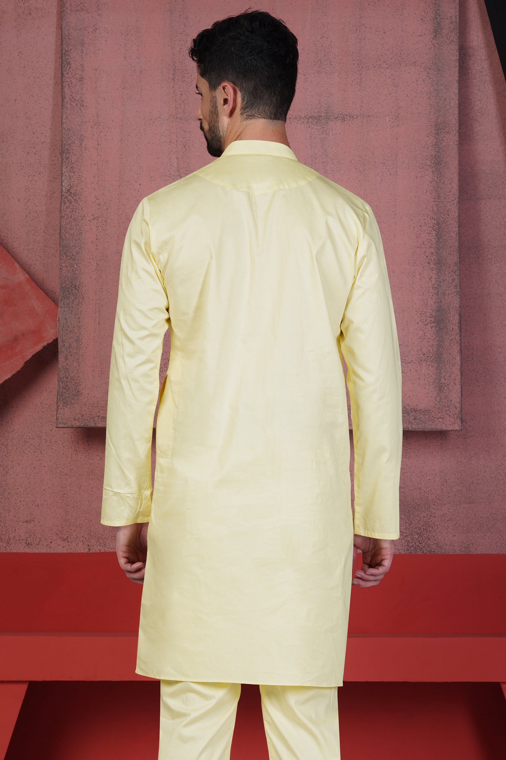 Citrine Yellow Subtle Sheen Super Soft Premium Cotton Kurta