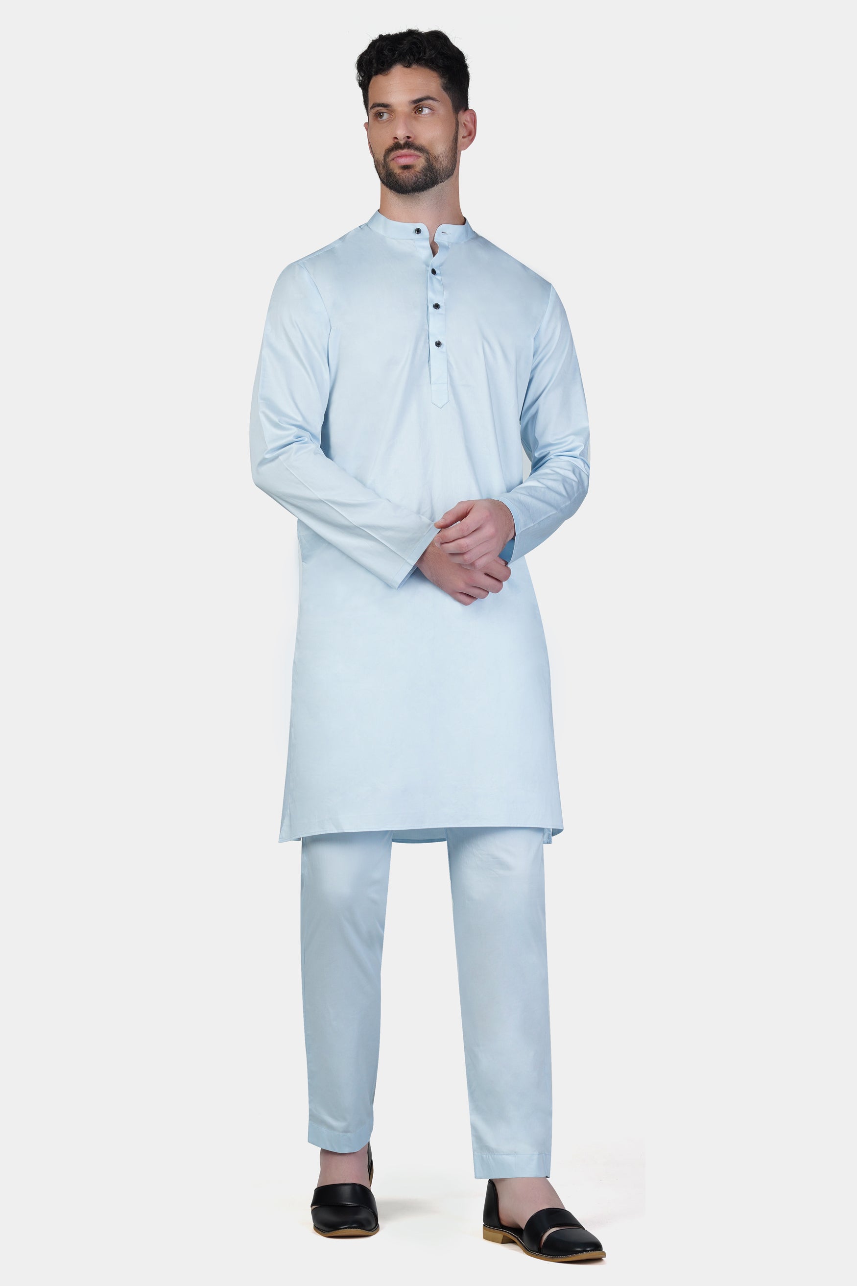 Botticelli Blue Subtle Sheen Super Soft Premium Cotton Kurta