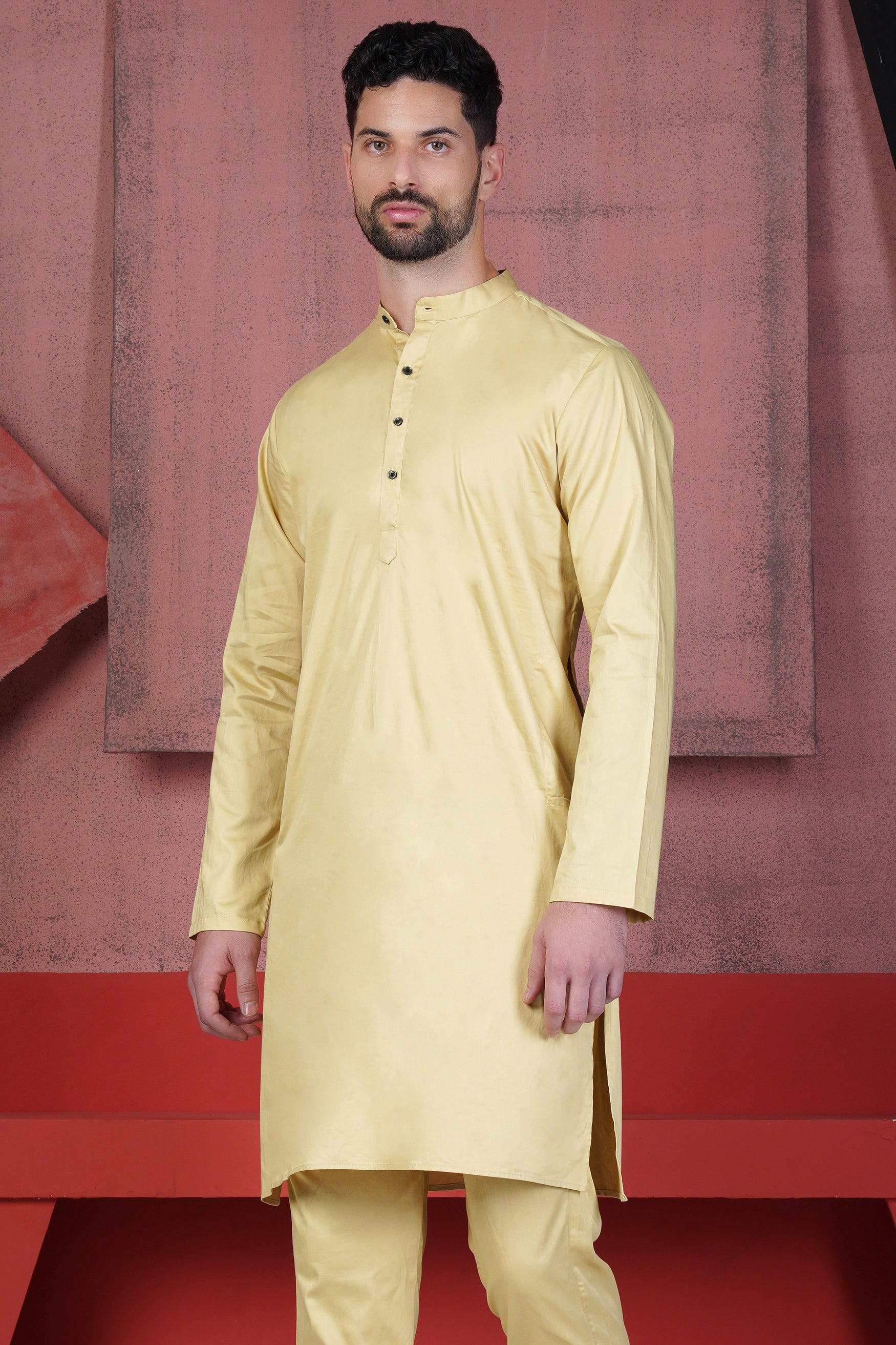 Sidecar Yellow Subtle Sheen Super Soft Premium Cotton Kurta