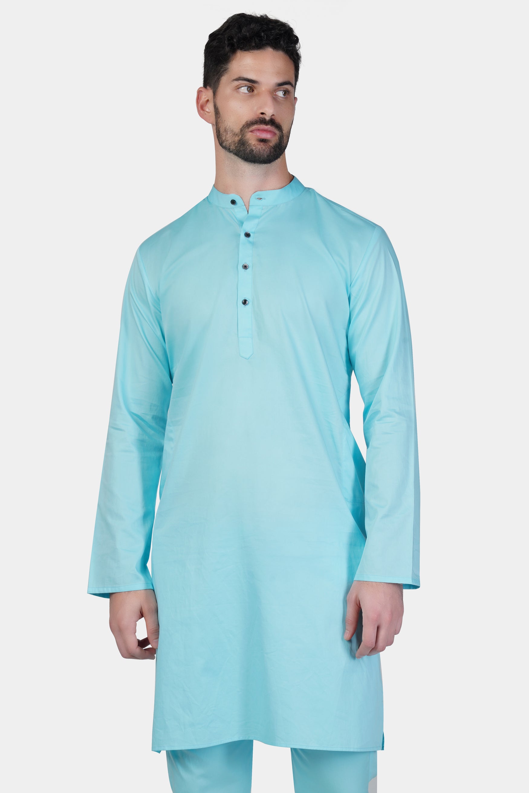 Blizzard Blue Subtle Sheen Super Soft Premium Cotton Kurta