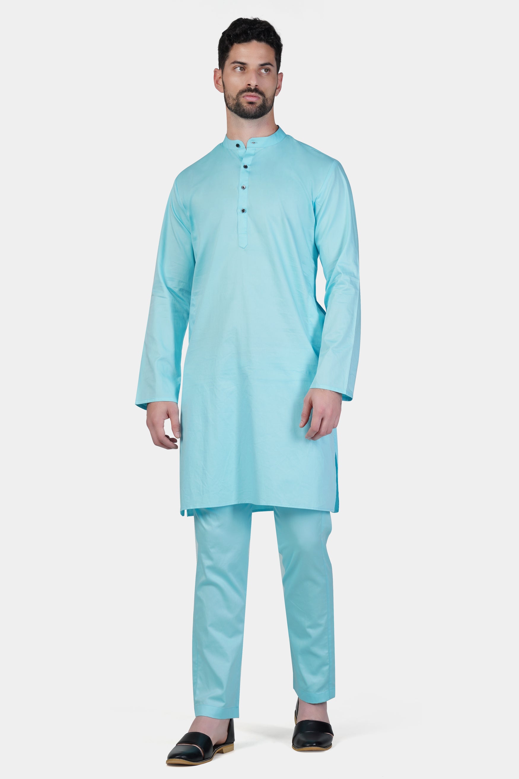 Blizzard Blue Subtle Sheen Super Soft Premium Cotton Kurta