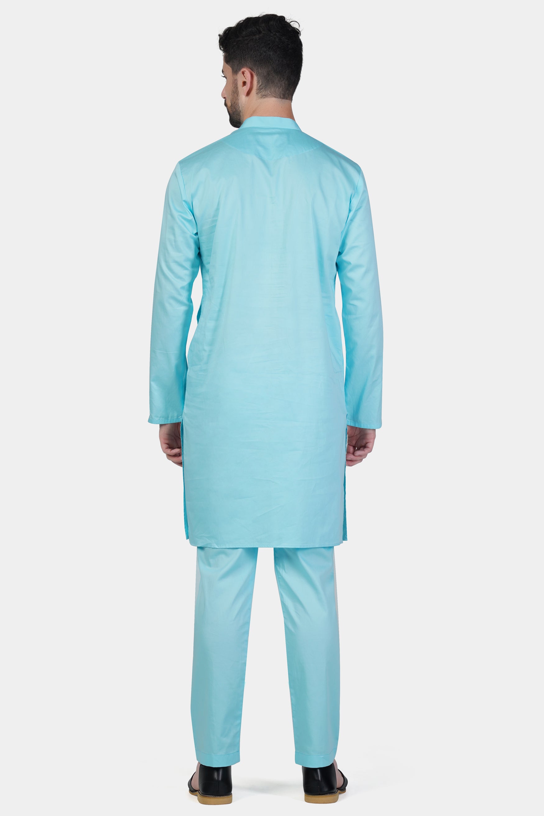 Blizzard Blue Subtle Sheen Super Soft Premium Cotton Kurta