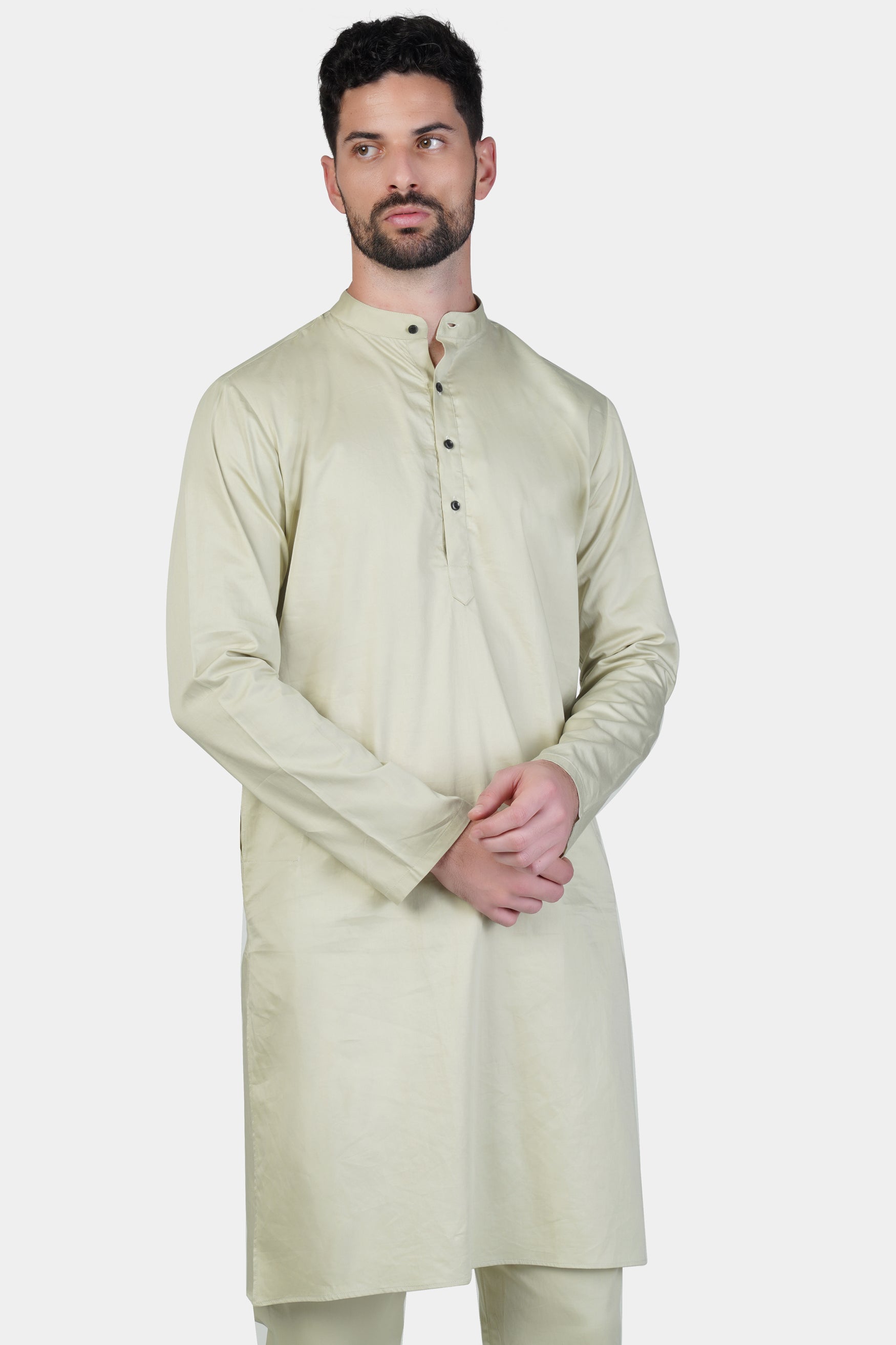 Coriander Green Subtle Sheen Super Soft Premium Cotton Kurta