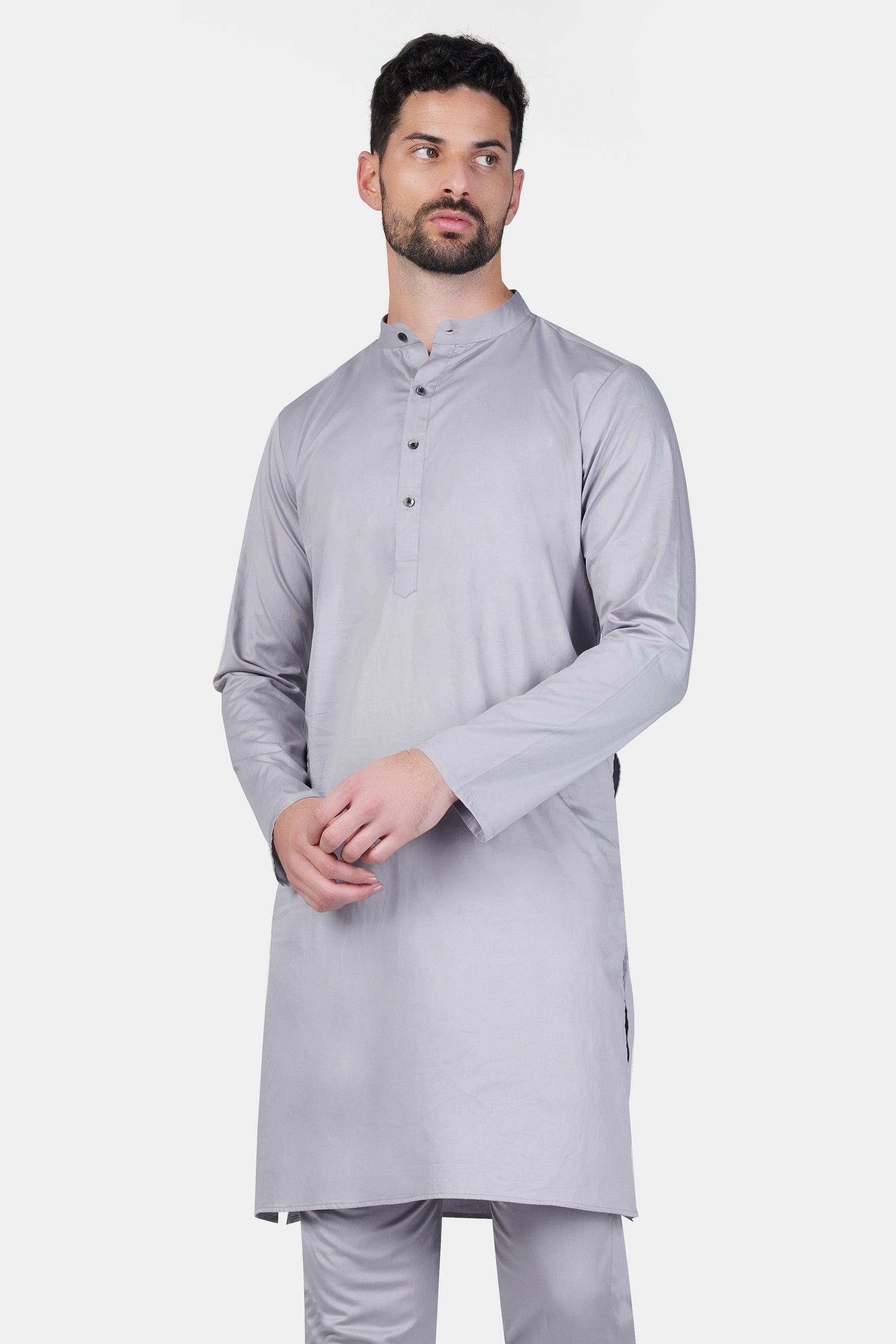 Haze Gray Subtle Sheen Super Soft Premium Cotton Kurta