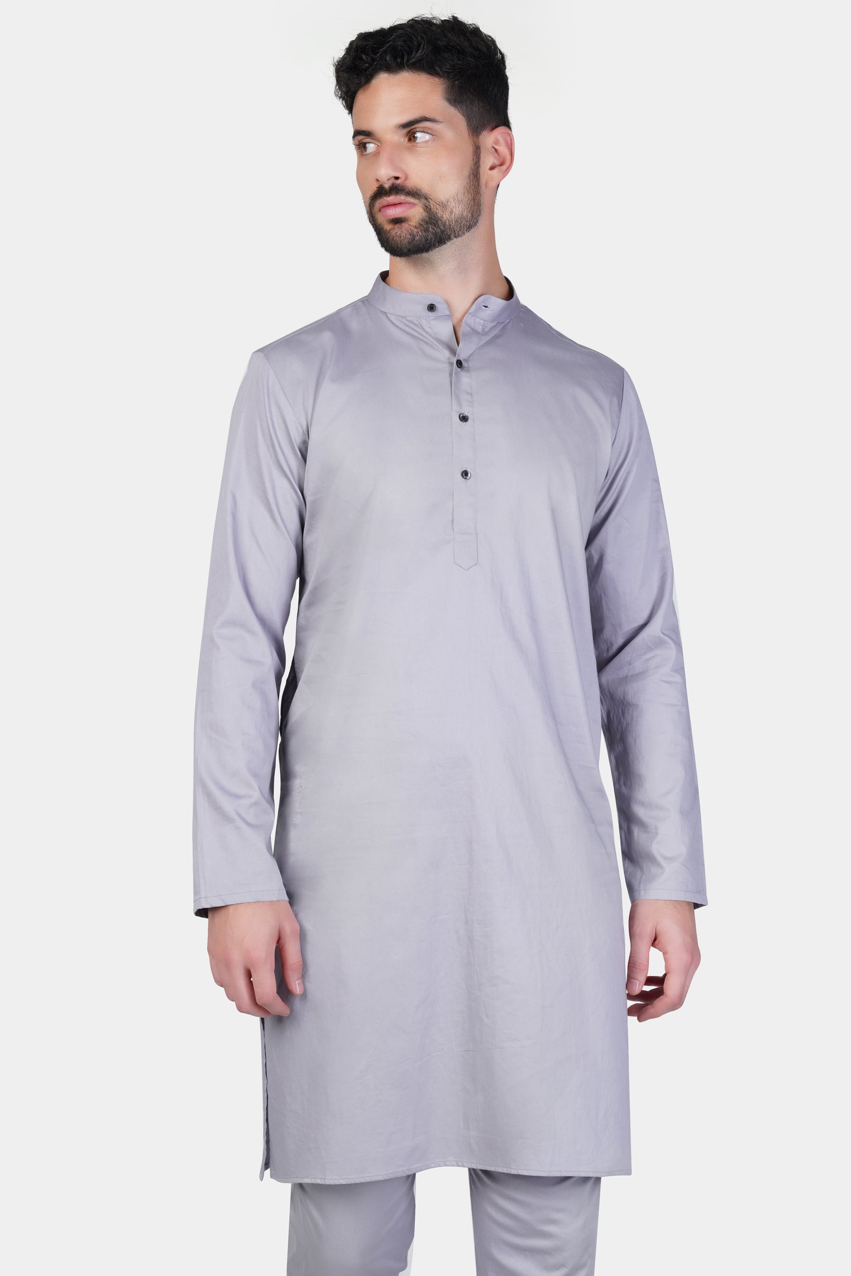 Haze Gray Subtle Sheen Super Soft Premium Cotton Kurta