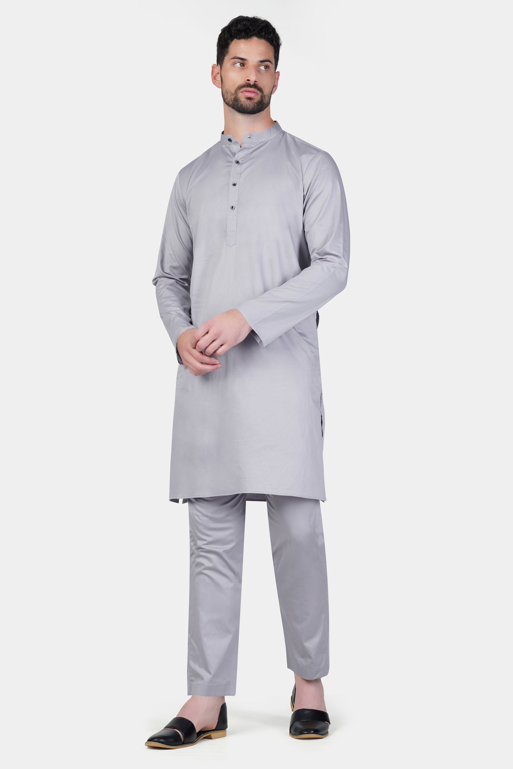 Haze Gray Subtle Sheen Super Soft Premium Cotton Kurta