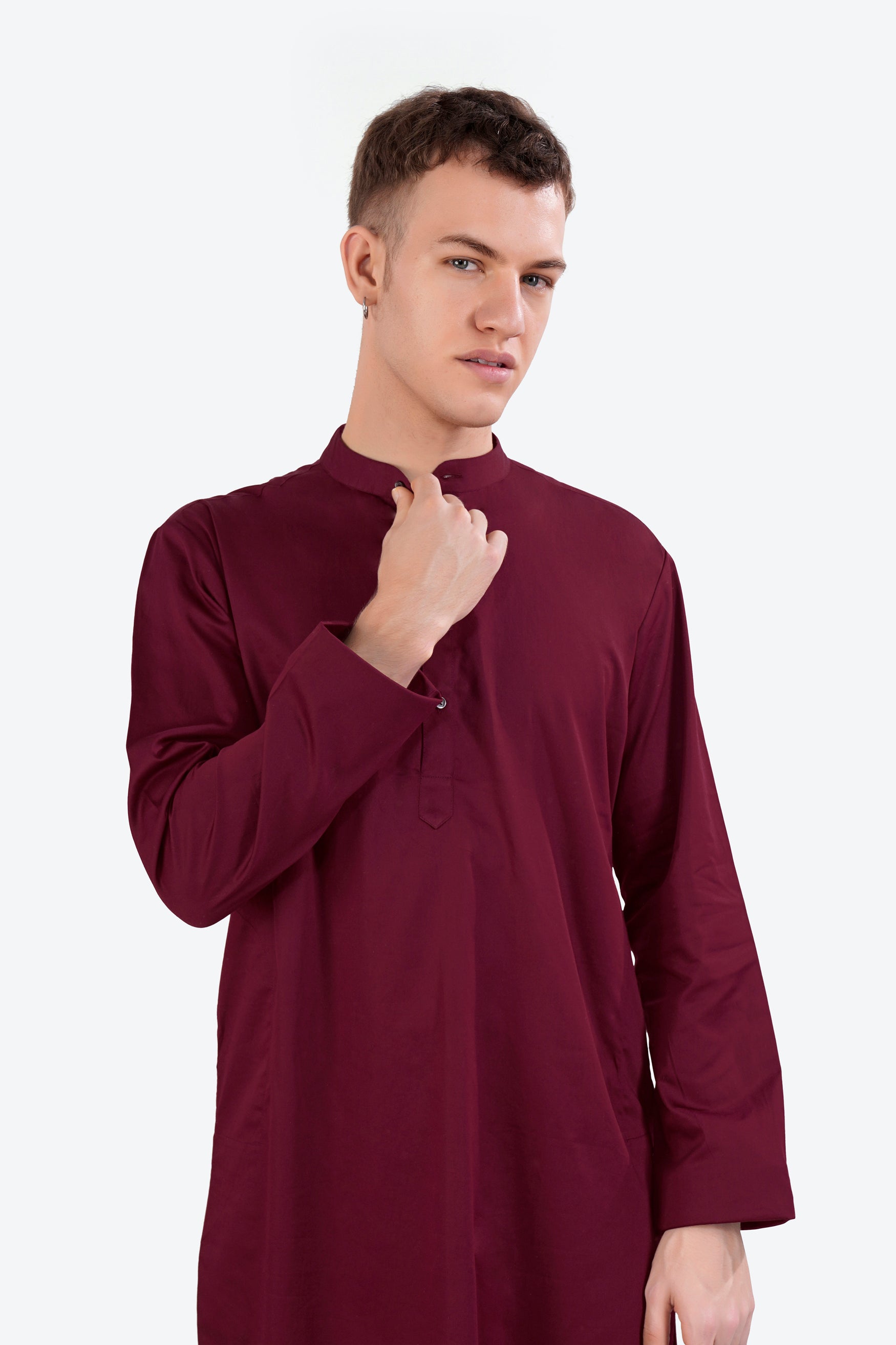 Crater Wine Subtle Sheen Super Soft Premium Cotton Kurta