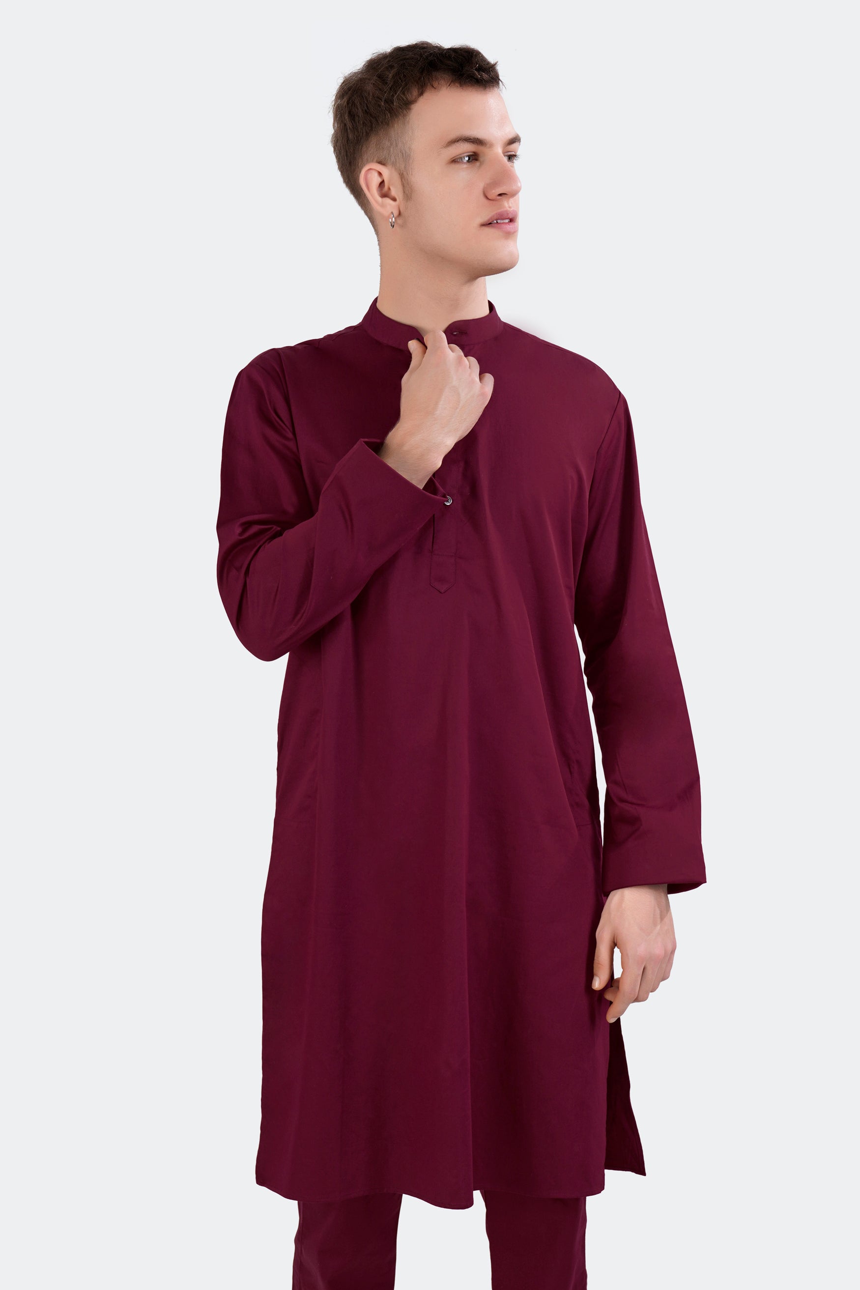 Crater Wine Subtle Sheen Super Soft Premium Cotton Kurta