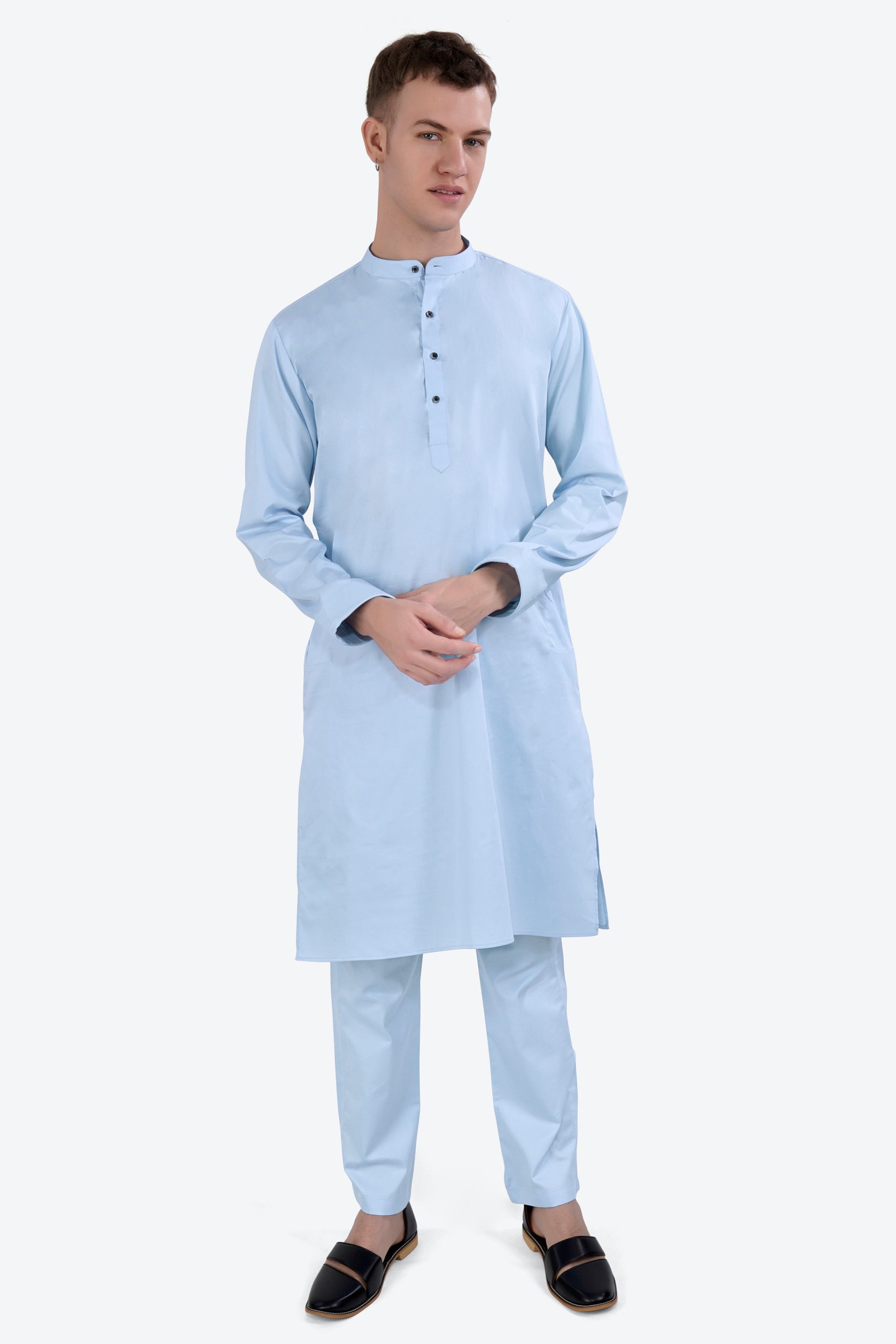 Tropical Blue Subtle Sheen Super Soft Premium Cotton Kurta