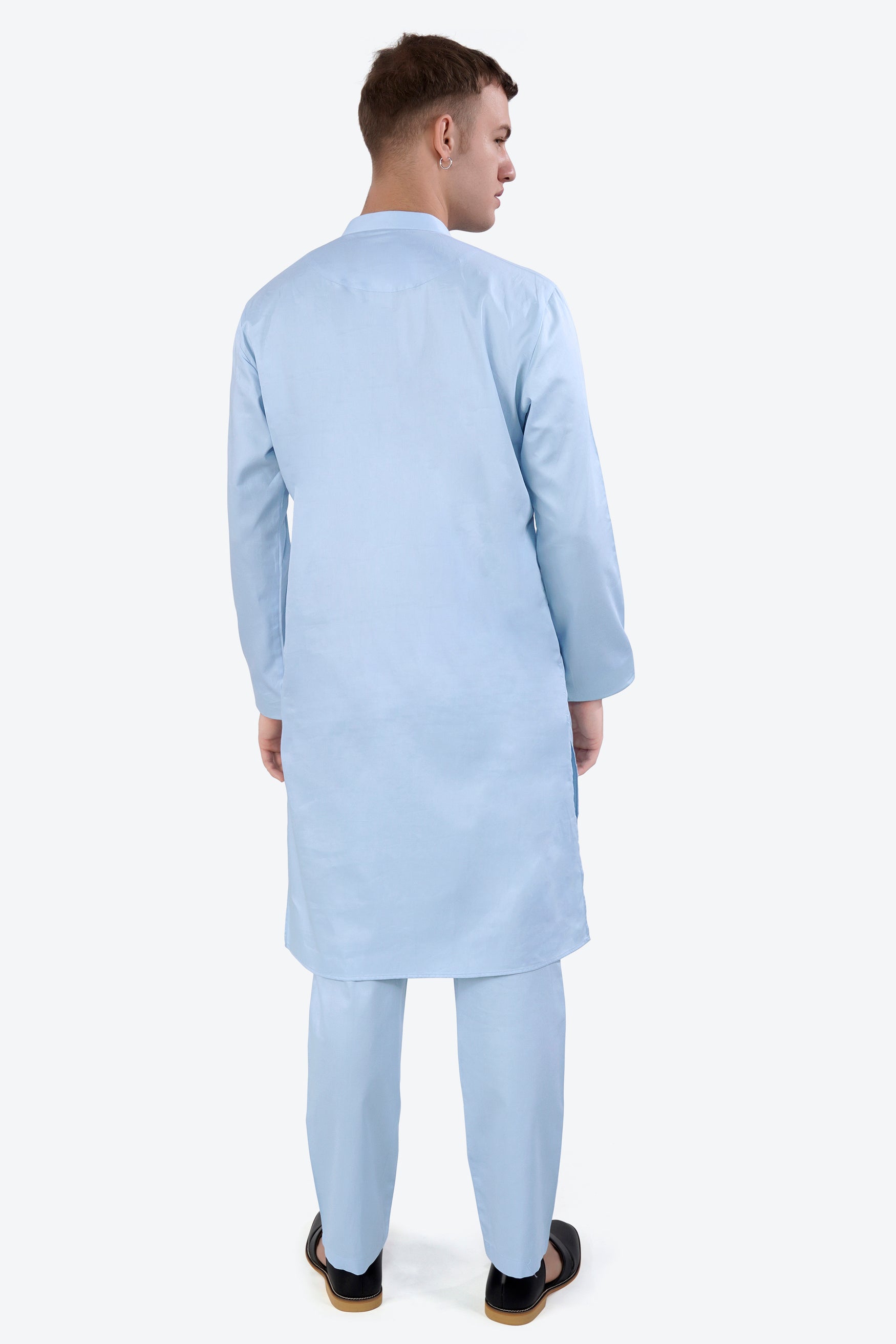 Tropical Blue Subtle Sheen Super Soft Premium Cotton Kurta