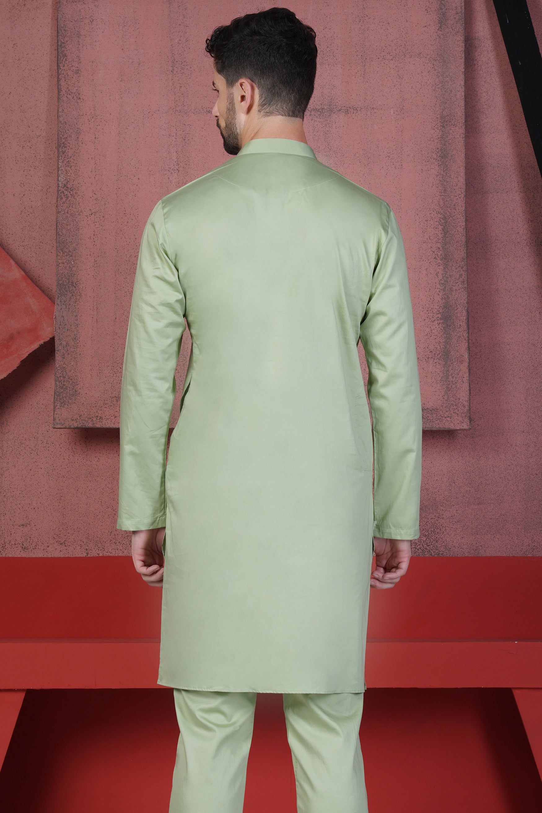 Coriander Green Subtle Sheen Super Soft Premium Cotton Kurta