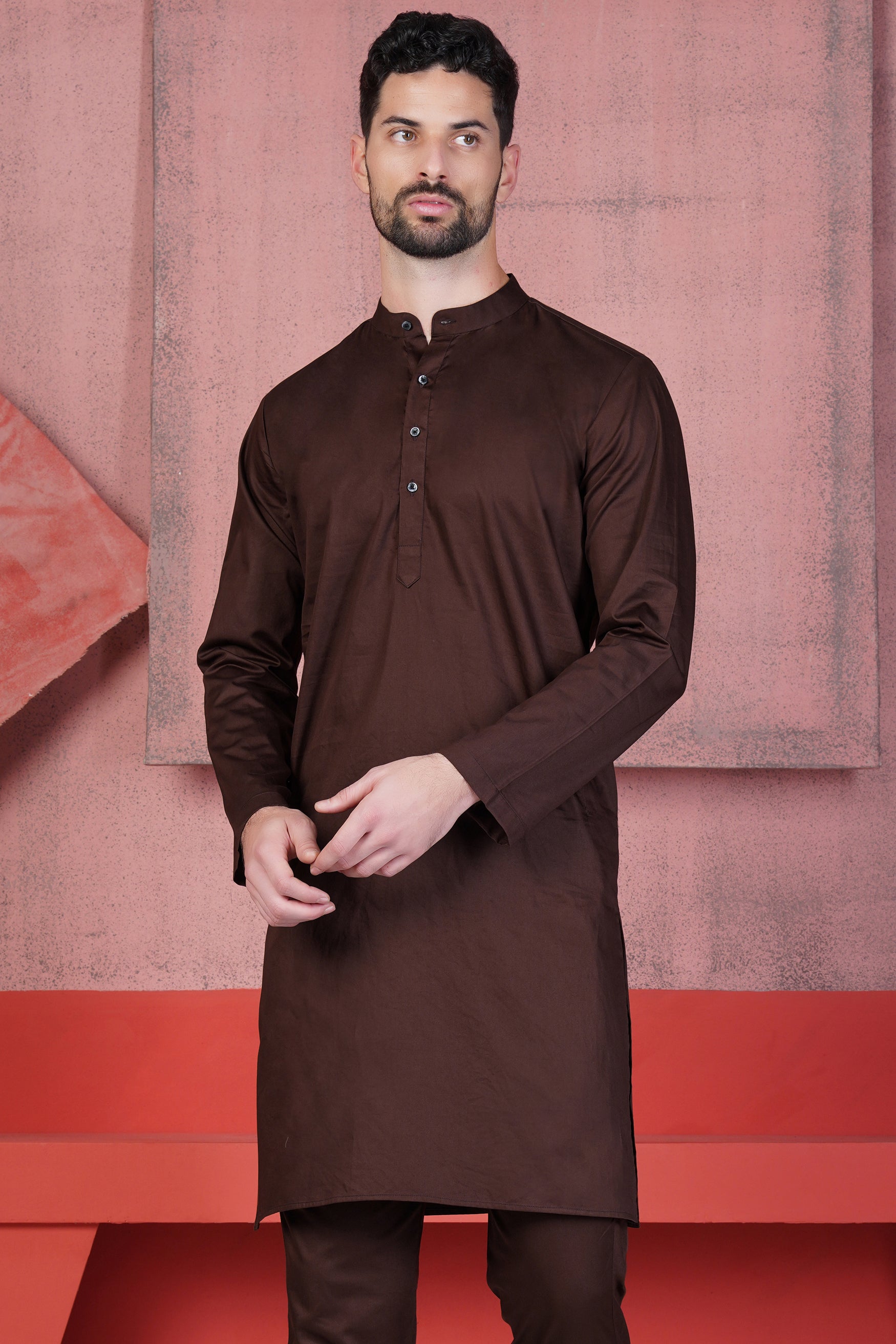 Sambuca Brown Subtle Sheen Super Soft Premium Cotton Kurta