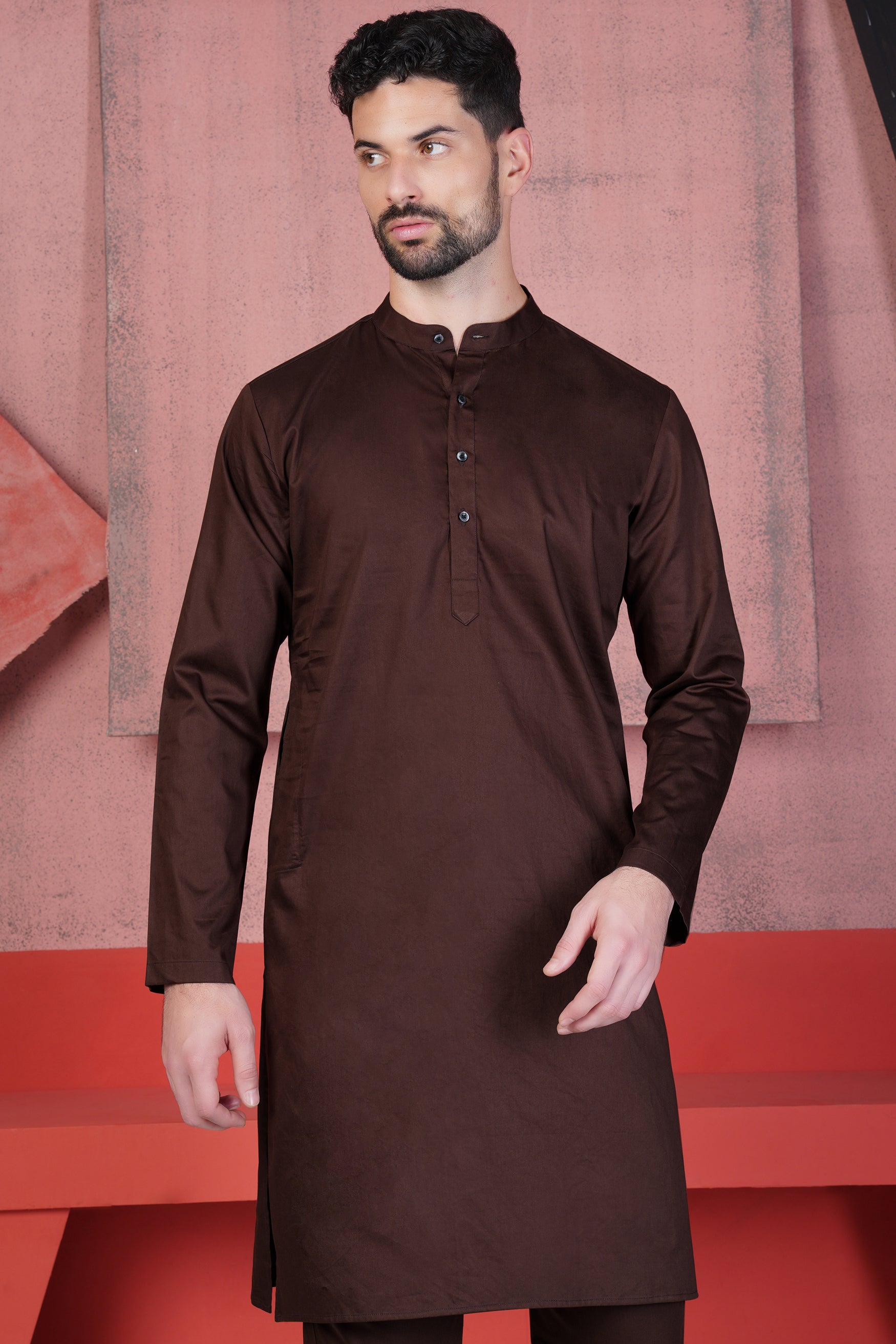 Sambuca Brown Subtle Sheen Super Soft Premium Cotton Kurta