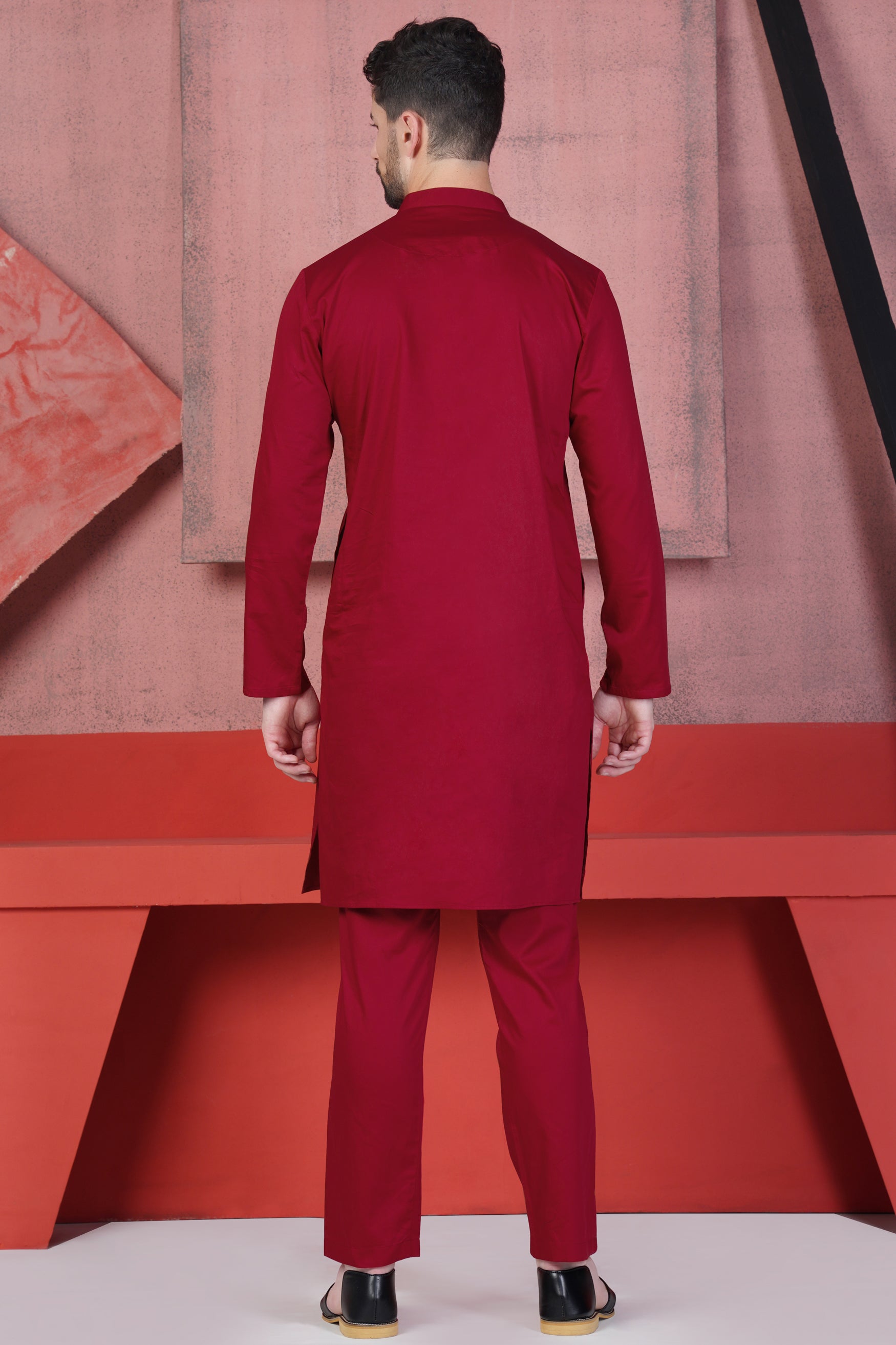 Vivid Auburn Red Subtle Sheen Super Soft Premium Cotton Kurta