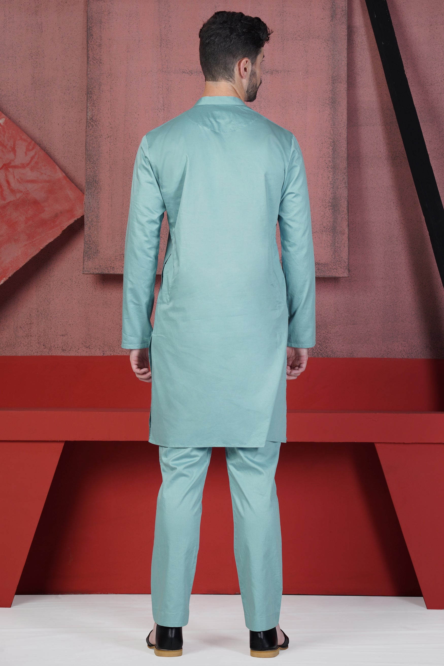 Glacier Blue Subtle Sheen Super Soft Premium Cotton Kurta