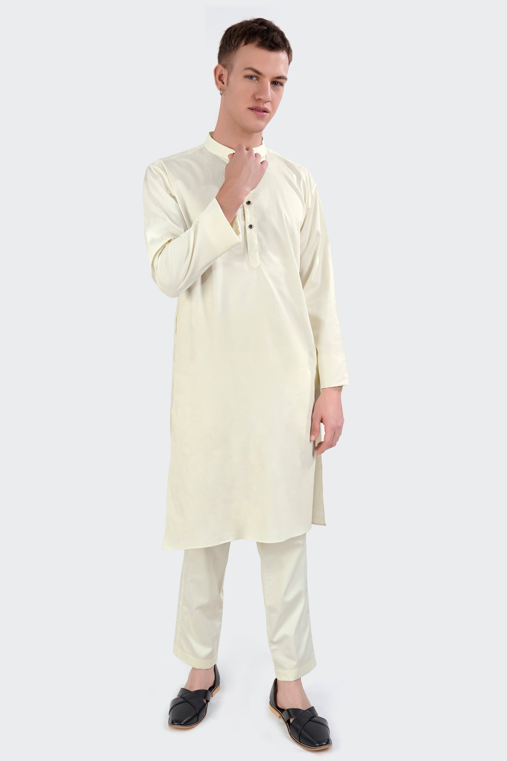 Merino Cream Subtle Sheen Super Soft Premium Cotton Kurta