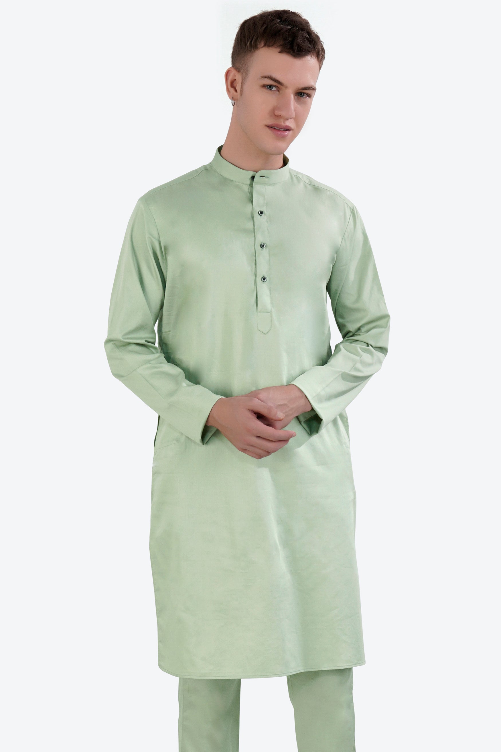 Coriander Green Subtle Sheen Super Soft Premium Cotton Kurta