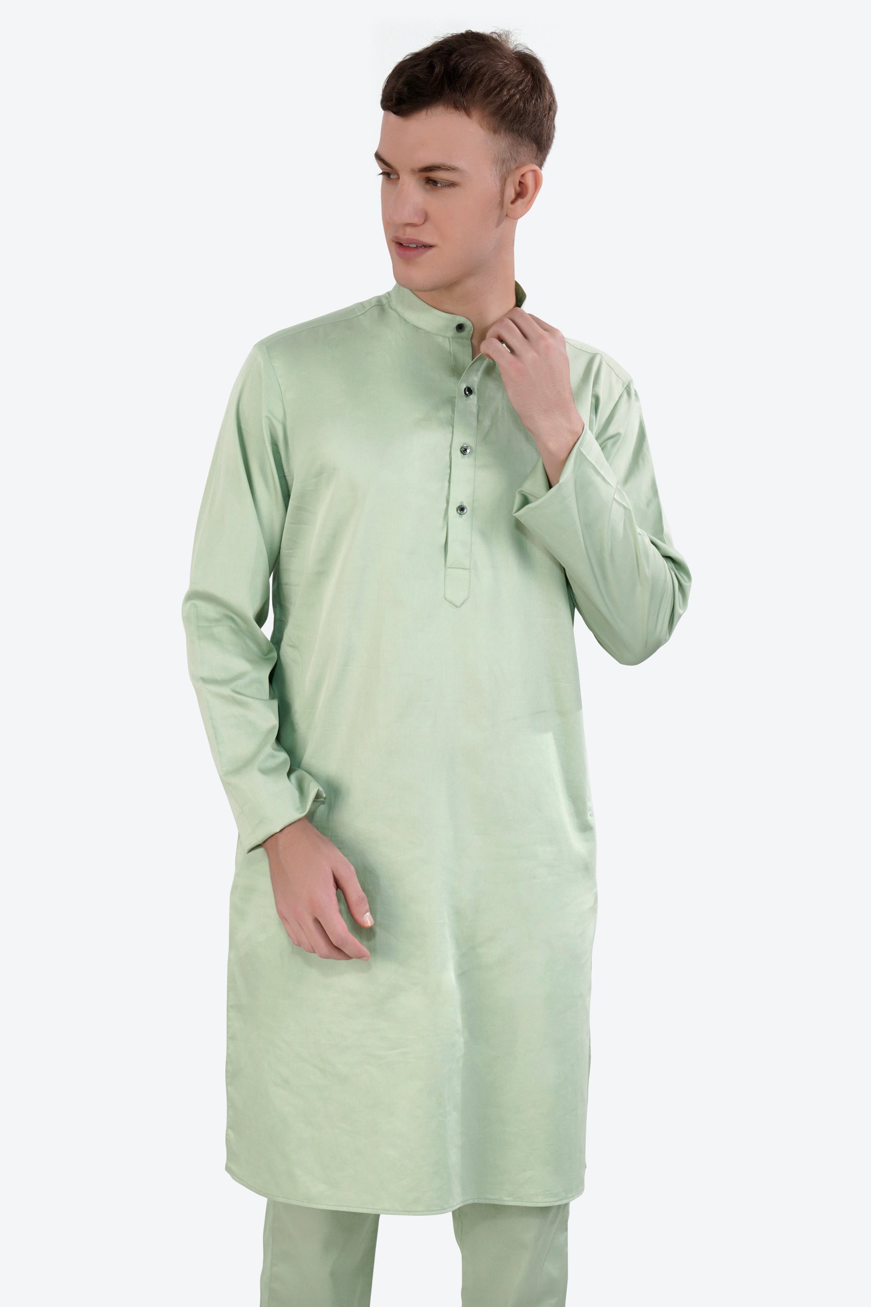 Coriander Green Subtle Sheen Super Soft Premium Cotton Kurta