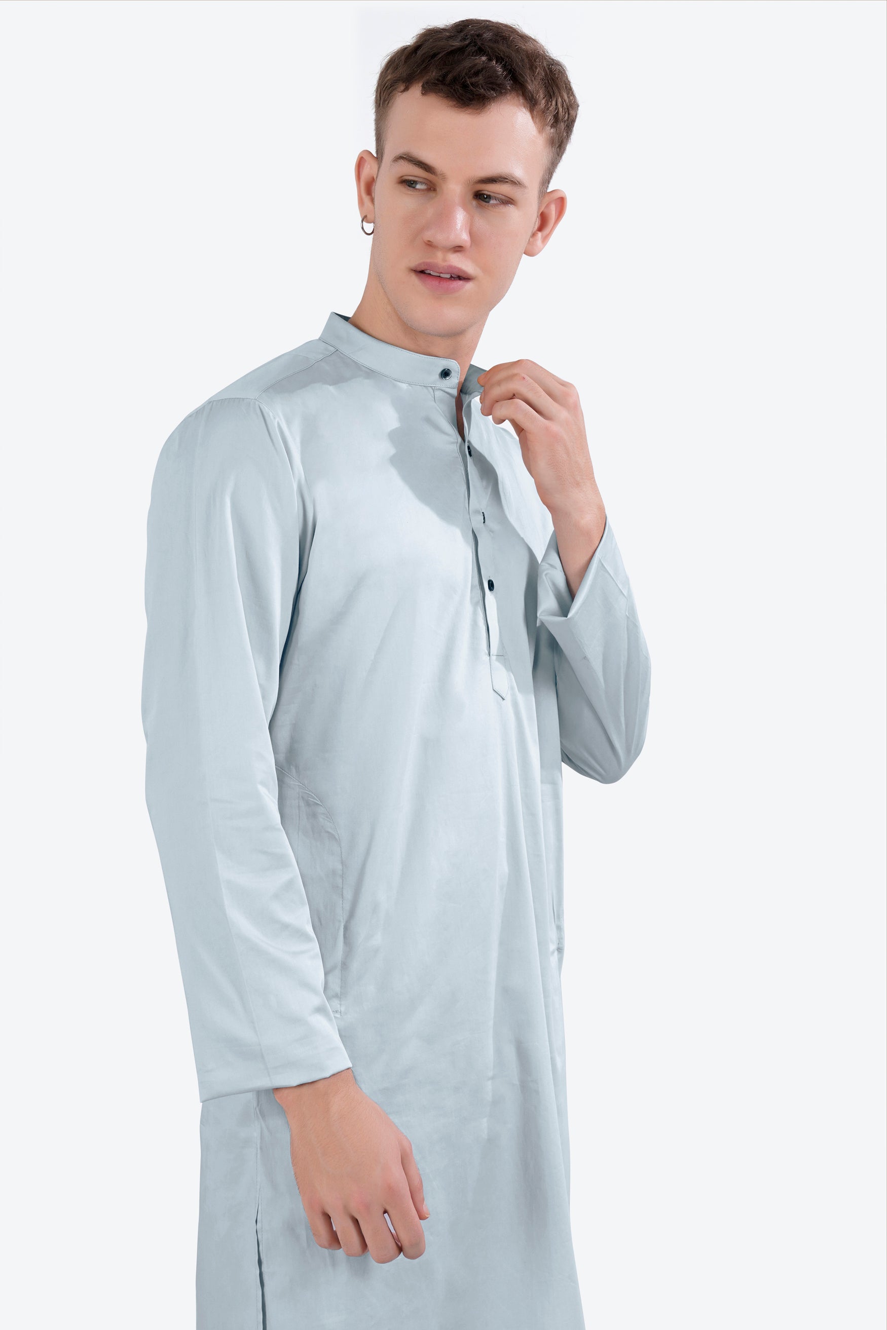 Oyster Blue Subtle Sheen Super Soft Premium Cotton Kurta