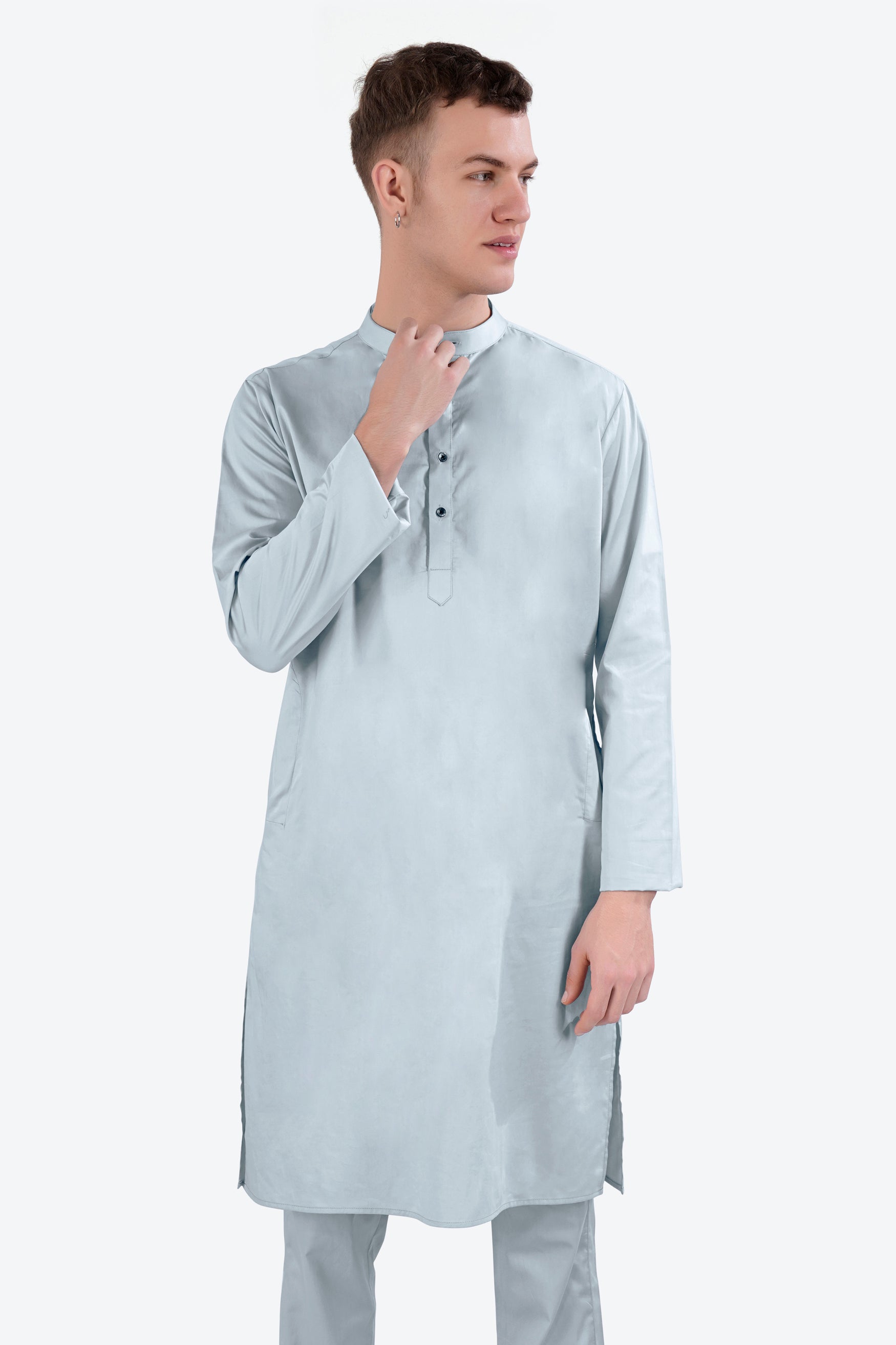 Oyster Blue Subtle Sheen Super Soft Premium Cotton Kurta