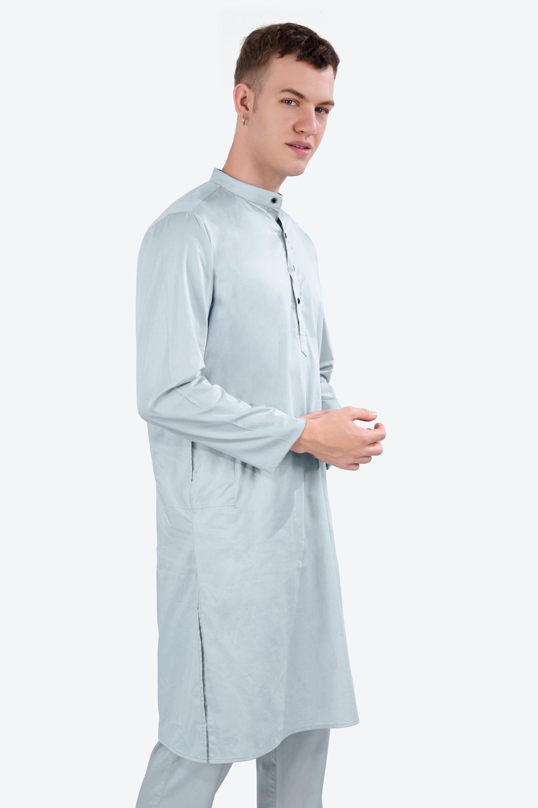 Oyster Blue Subtle Sheen Super Soft Premium Cotton Kurta