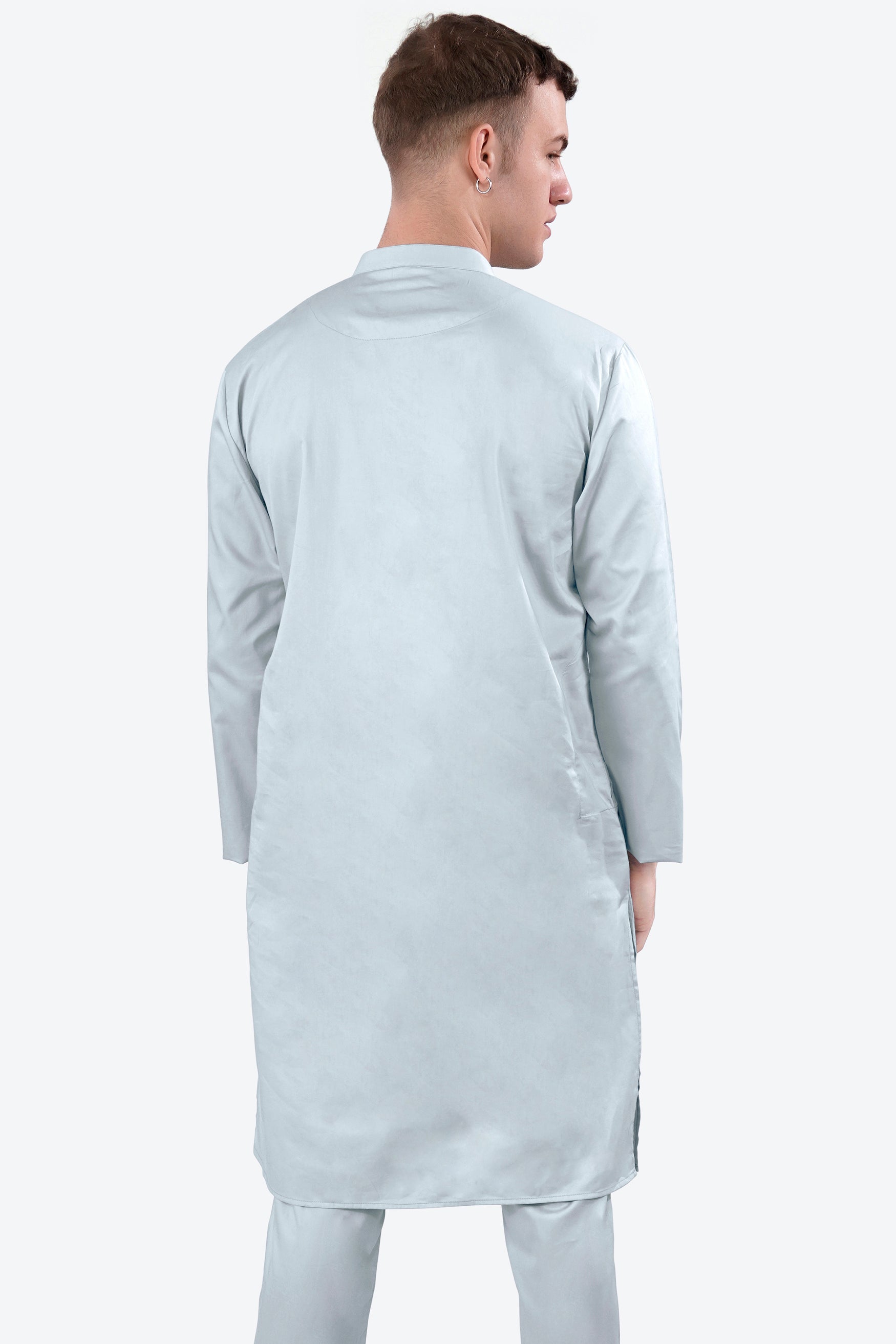 Oyster Blue Subtle Sheen Super Soft Premium Cotton Kurta