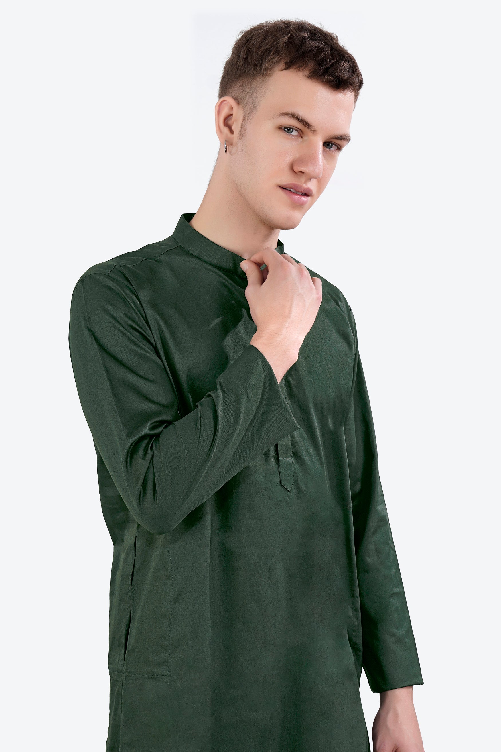 Timber Green Subtle Sheen Super Soft Premium Cotton Kurta