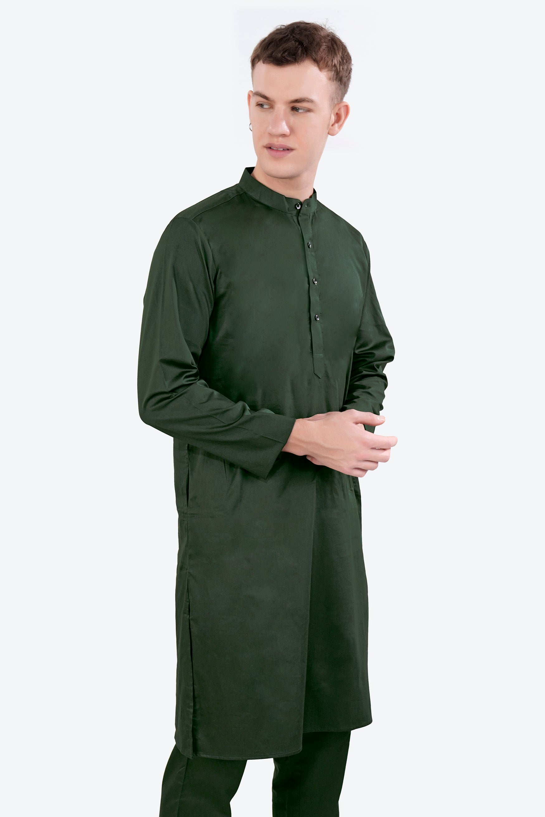 Timber Green Subtle Sheen Super Soft Premium Cotton Kurta