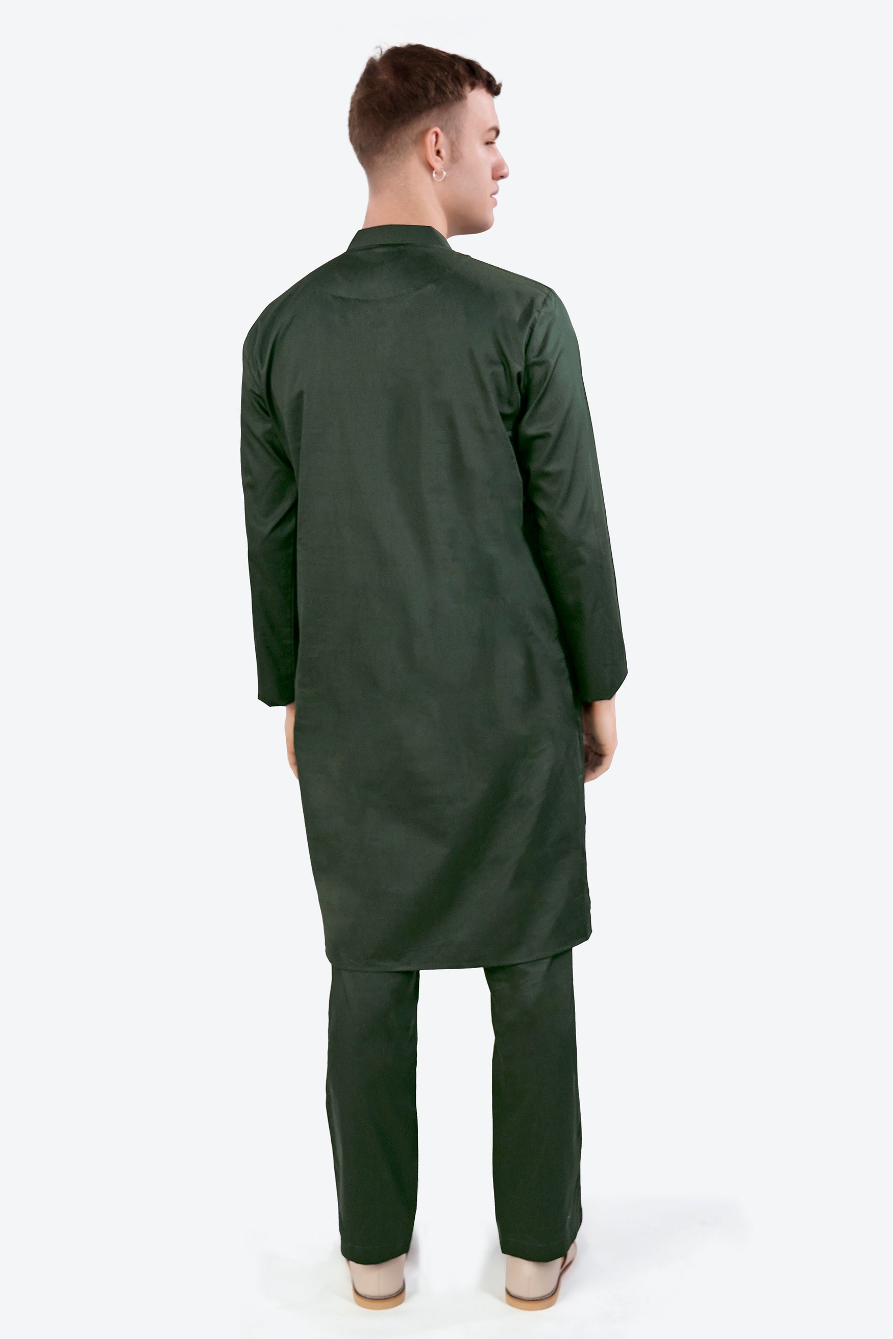 Timber Green Subtle Sheen Super Soft Premium Cotton Kurta