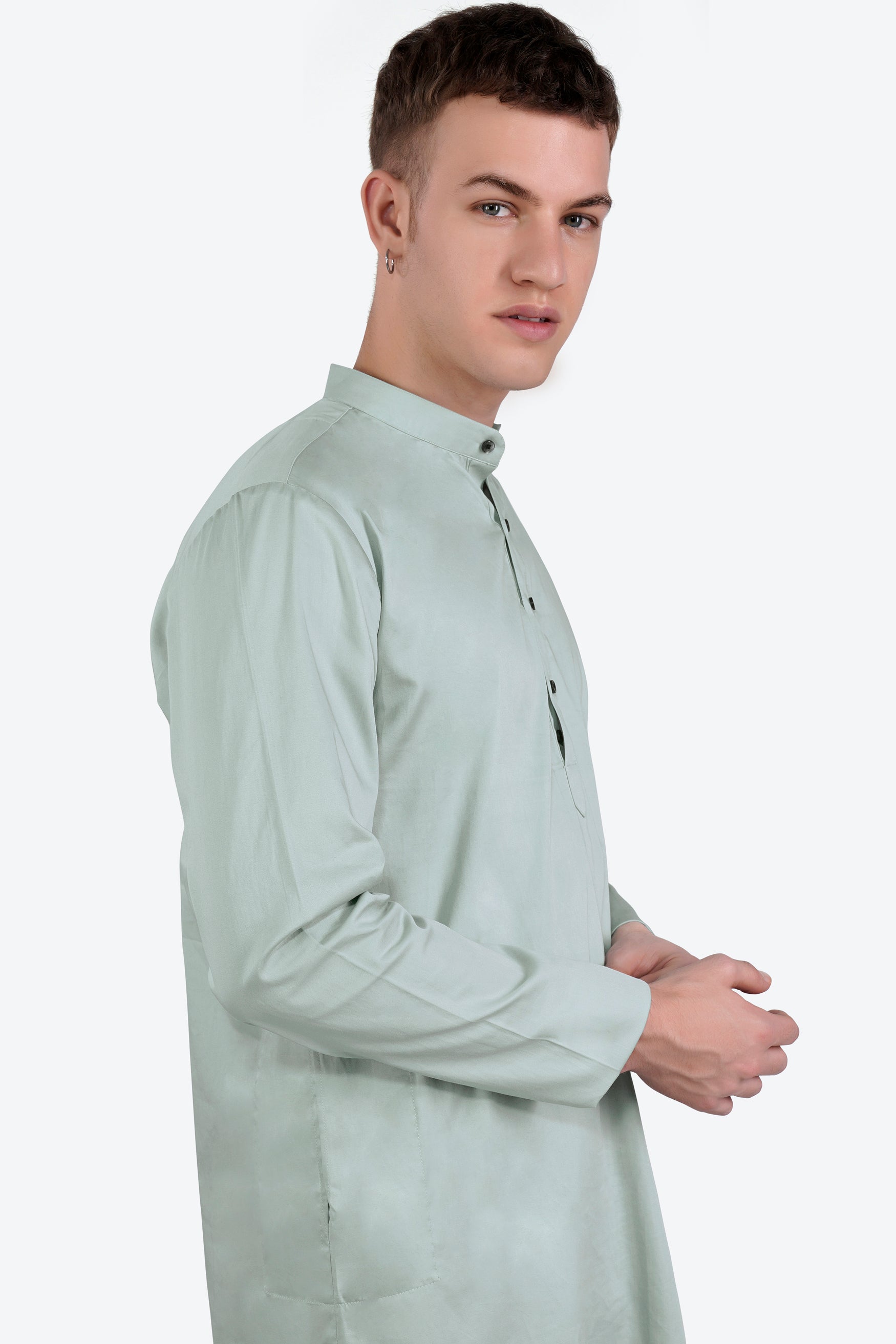 Periglacial Green Subtle Sheen Super Soft Premium Cotton Kurta