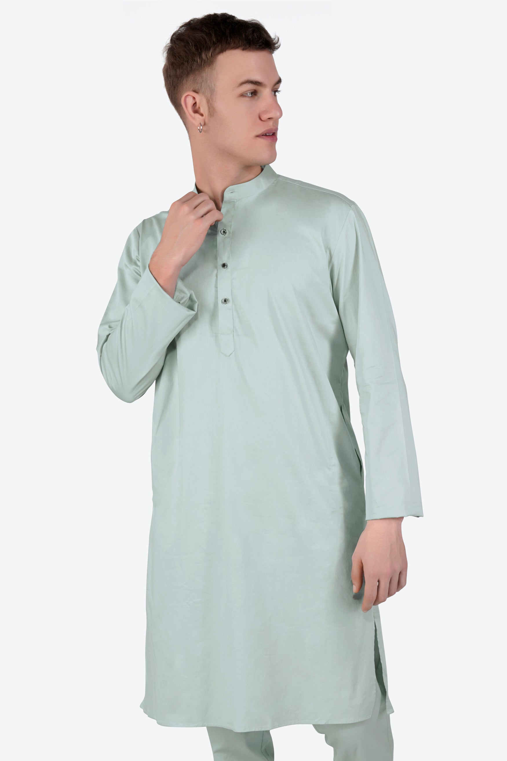 Periglacial Green Subtle Sheen Super Soft Premium Cotton Kurta