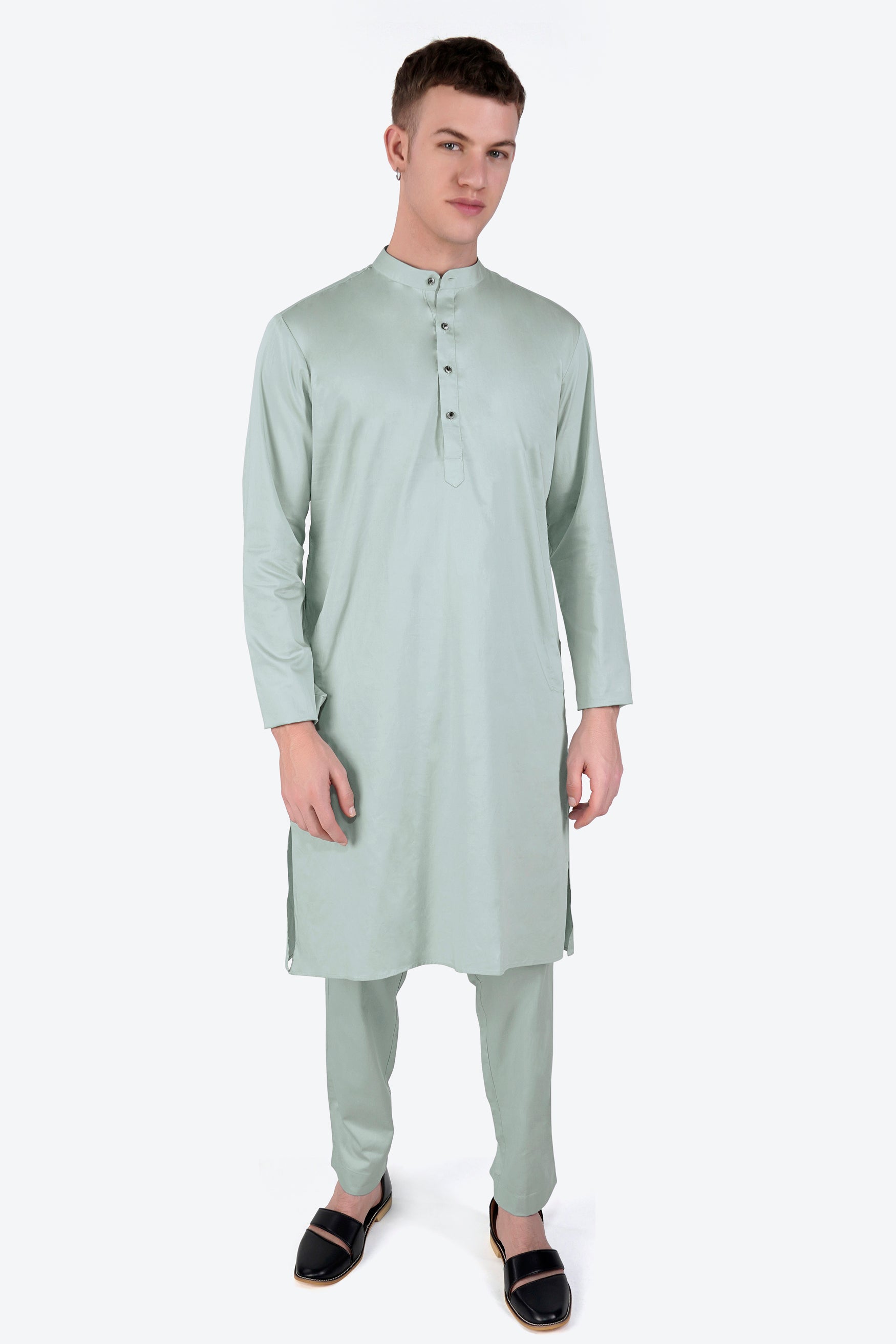 Periglacial Green Subtle Sheen Super Soft Premium Cotton Kurta