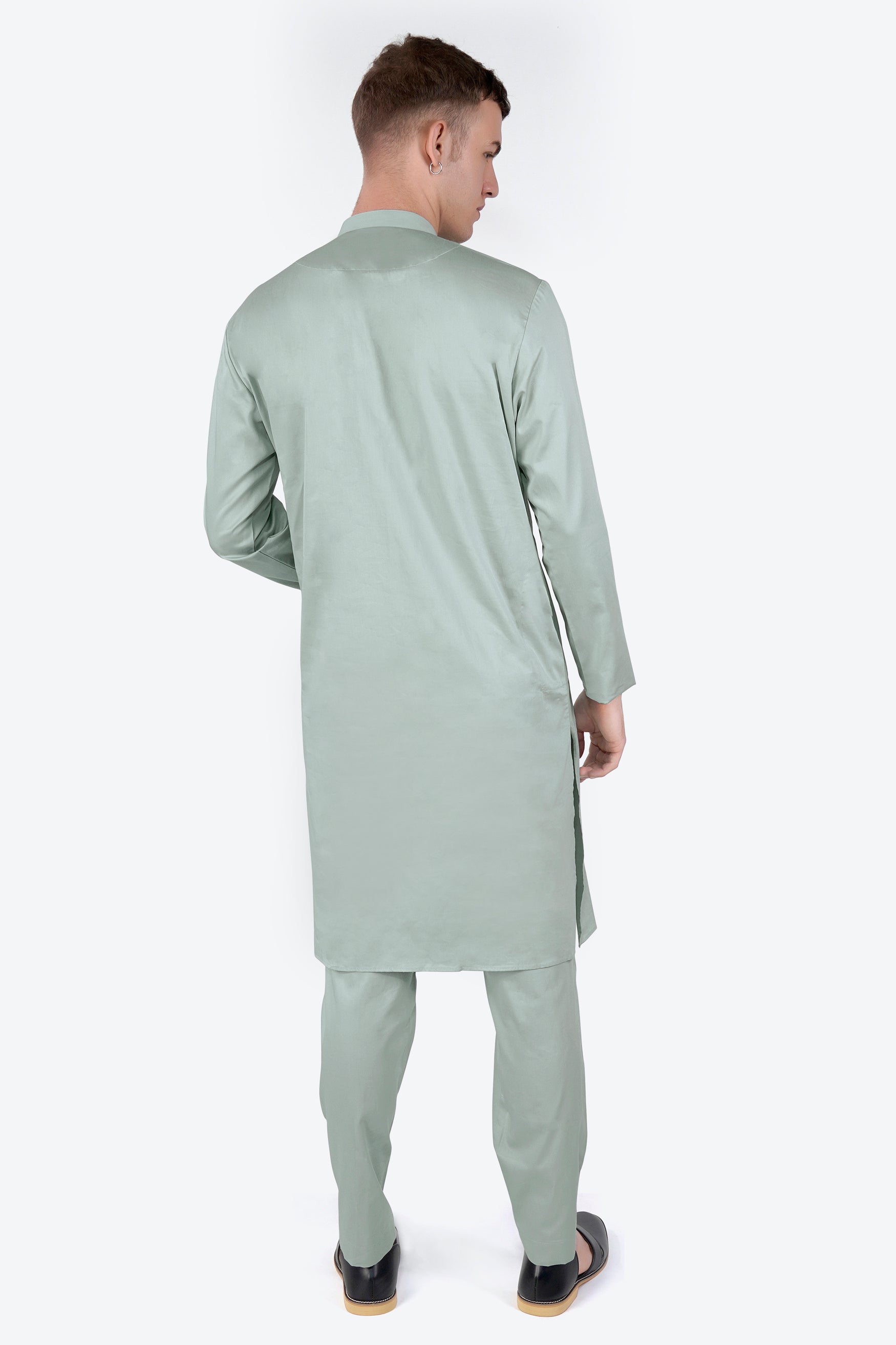 Periglacial Green Subtle Sheen Super Soft Premium Cotton Kurta