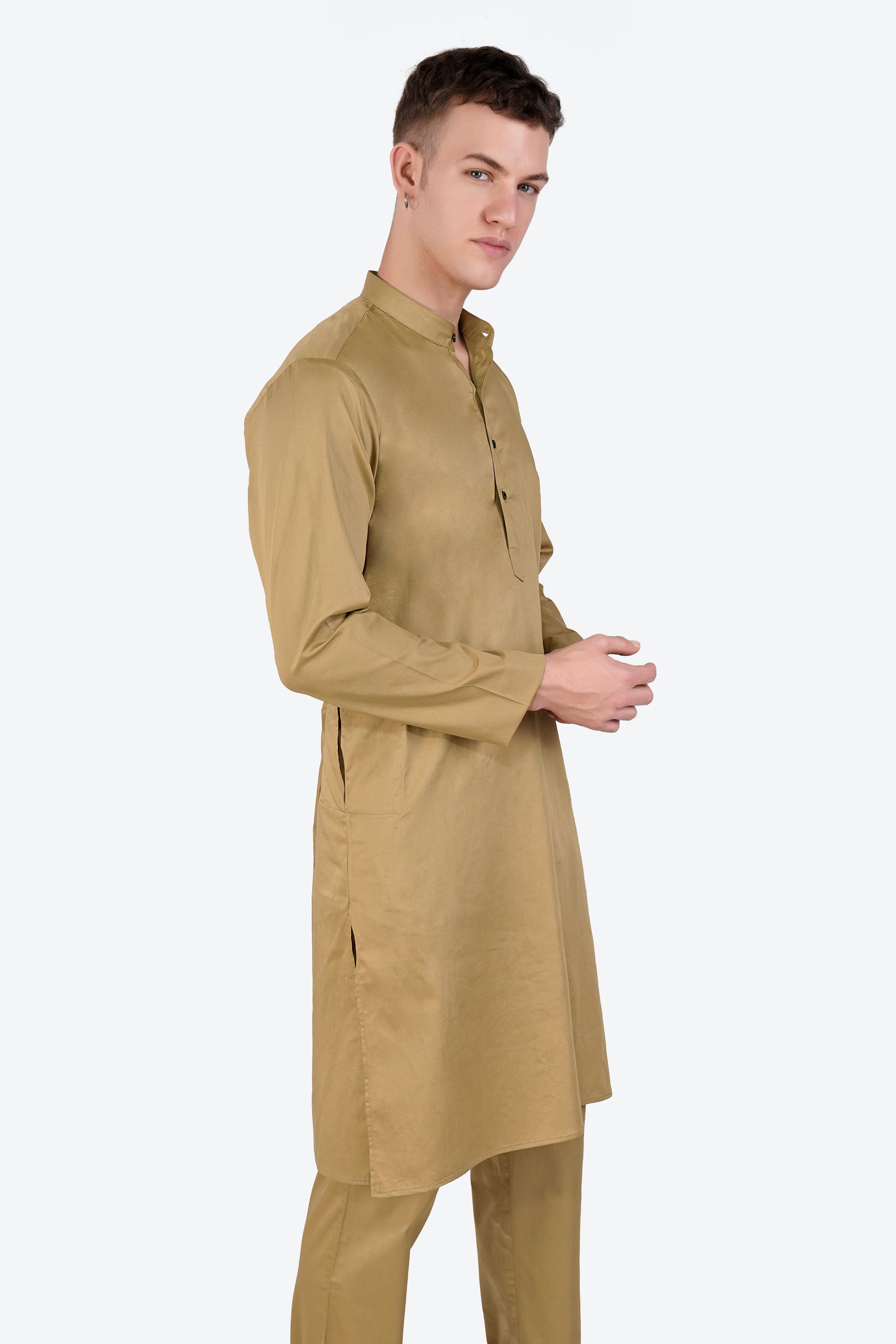 Teak Brown Subtle Sheen Super Soft Premium Cotton Kurta