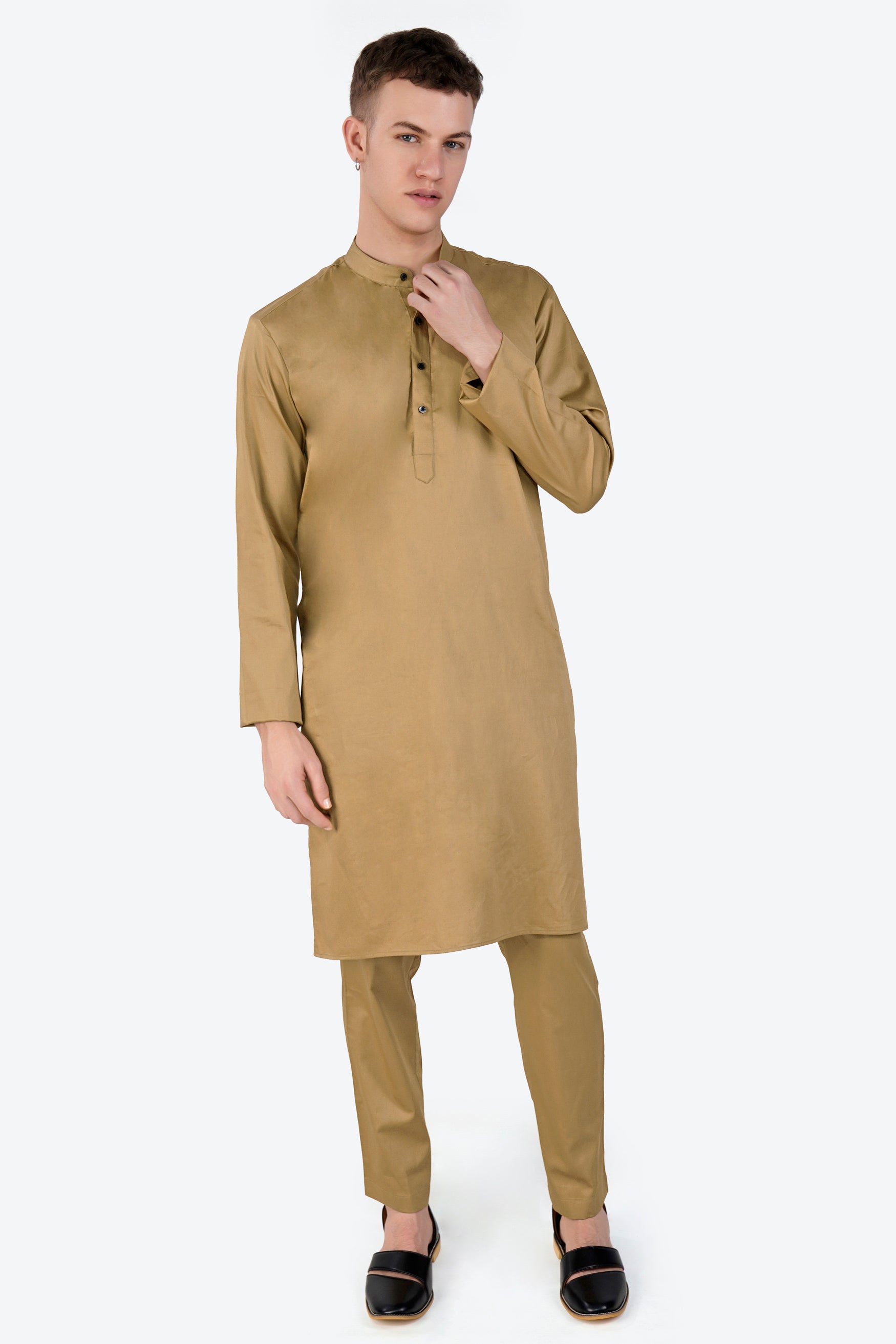 Teak Brown Subtle Sheen Super Soft Premium Cotton Kurta