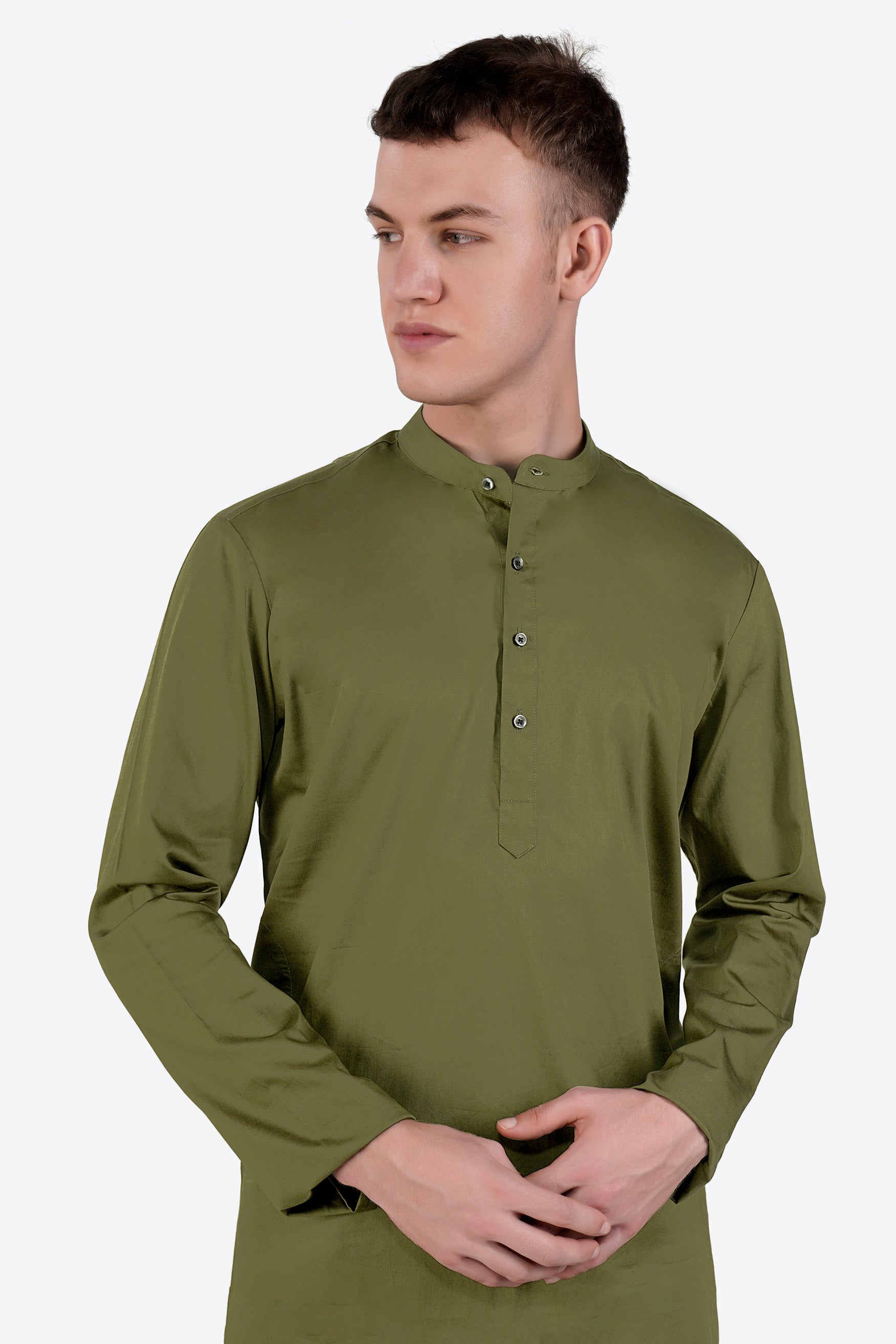 Fuscous Green Subtle Sheen Super Soft Premium Cotton Kurta