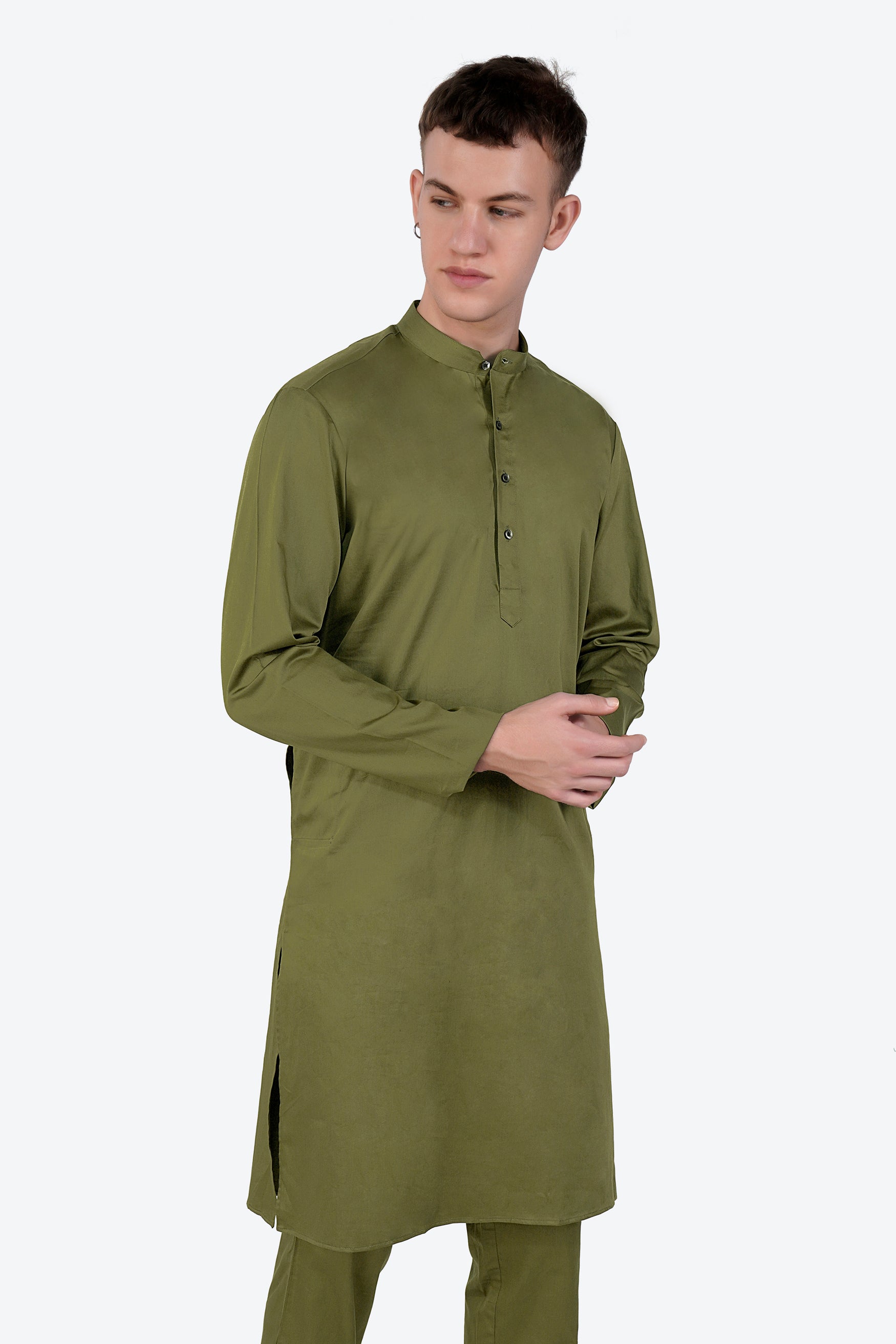 Fuscous Green Subtle Sheen Super Soft Premium Cotton Kurta