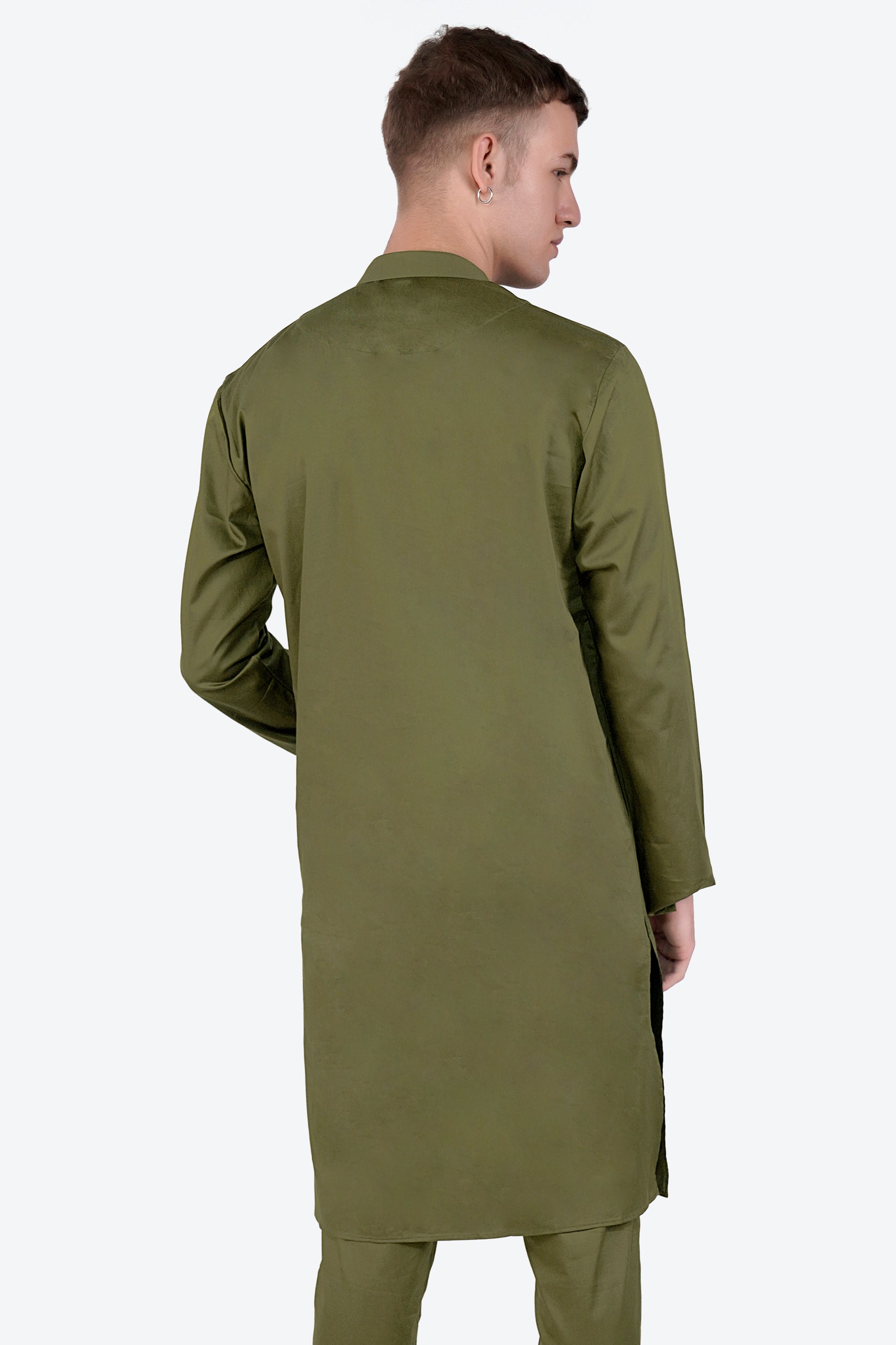 Fuscous Green Subtle Sheen Super Soft Premium Cotton Kurta