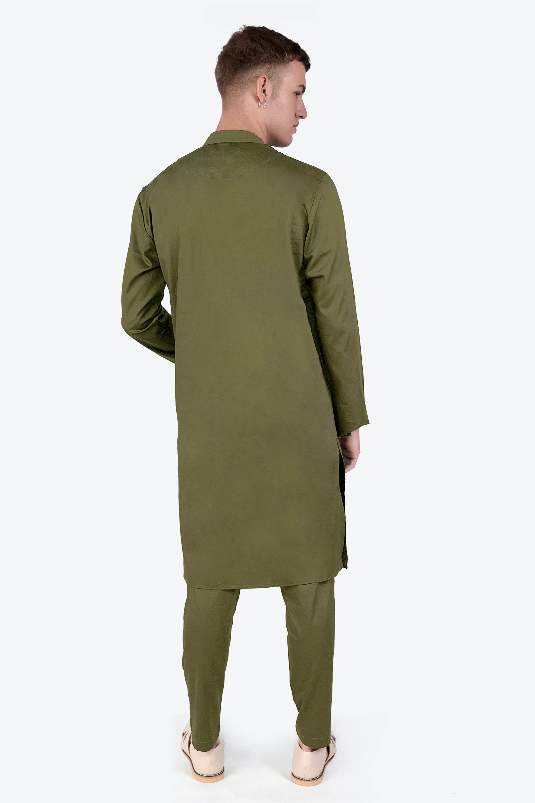 Fuscous Green Subtle Sheen Super Soft Premium Cotton Kurta