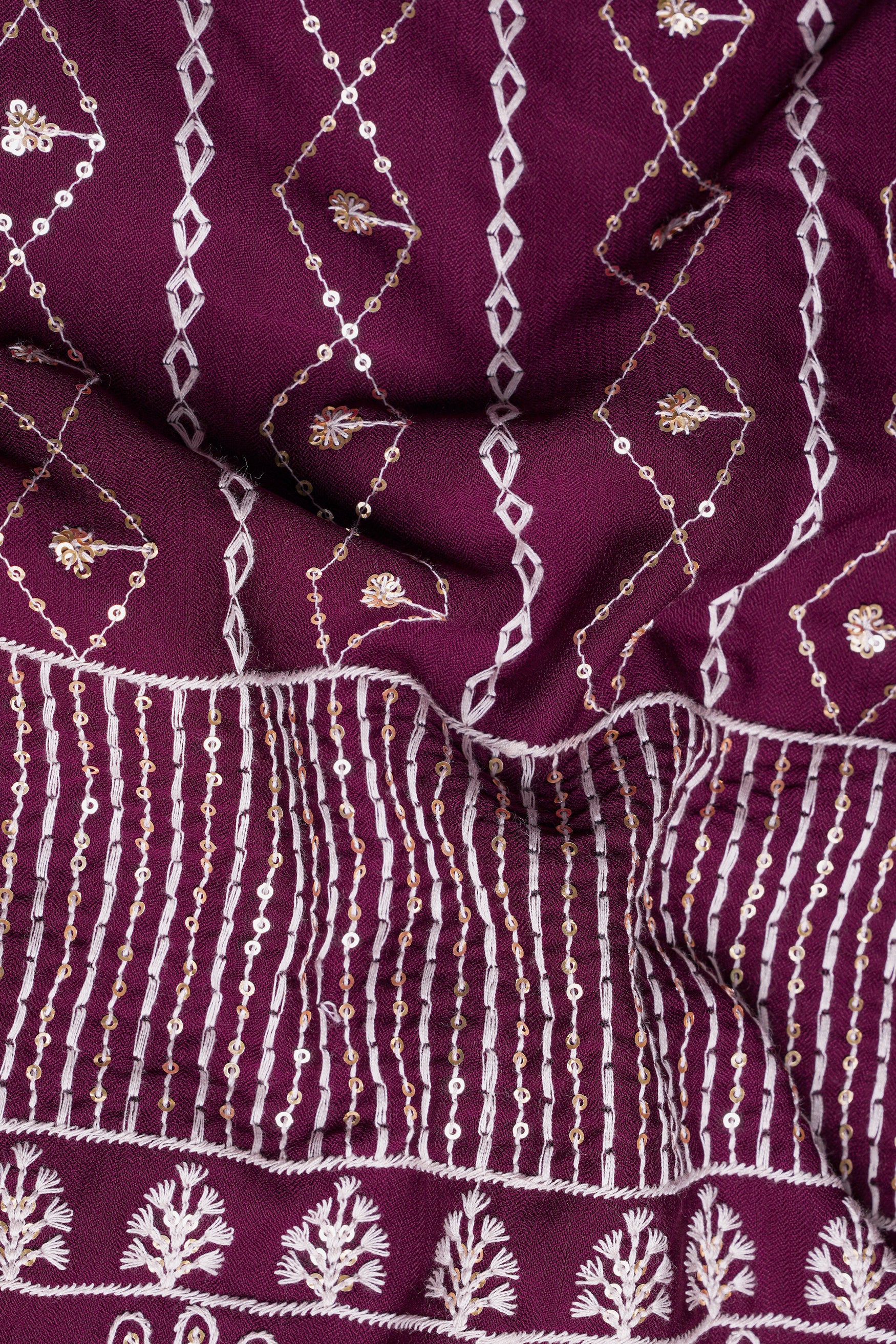 Barossa Purple and Bright White Embroidered Viscose Designer Kurta