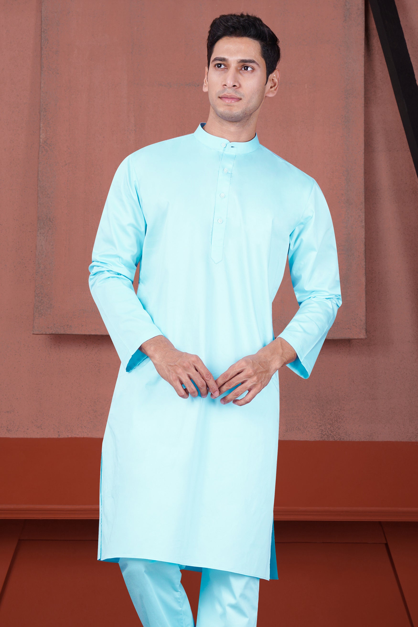 Charlotte Blue Subtle Sheen Super Soft Premium Cotton Kurta