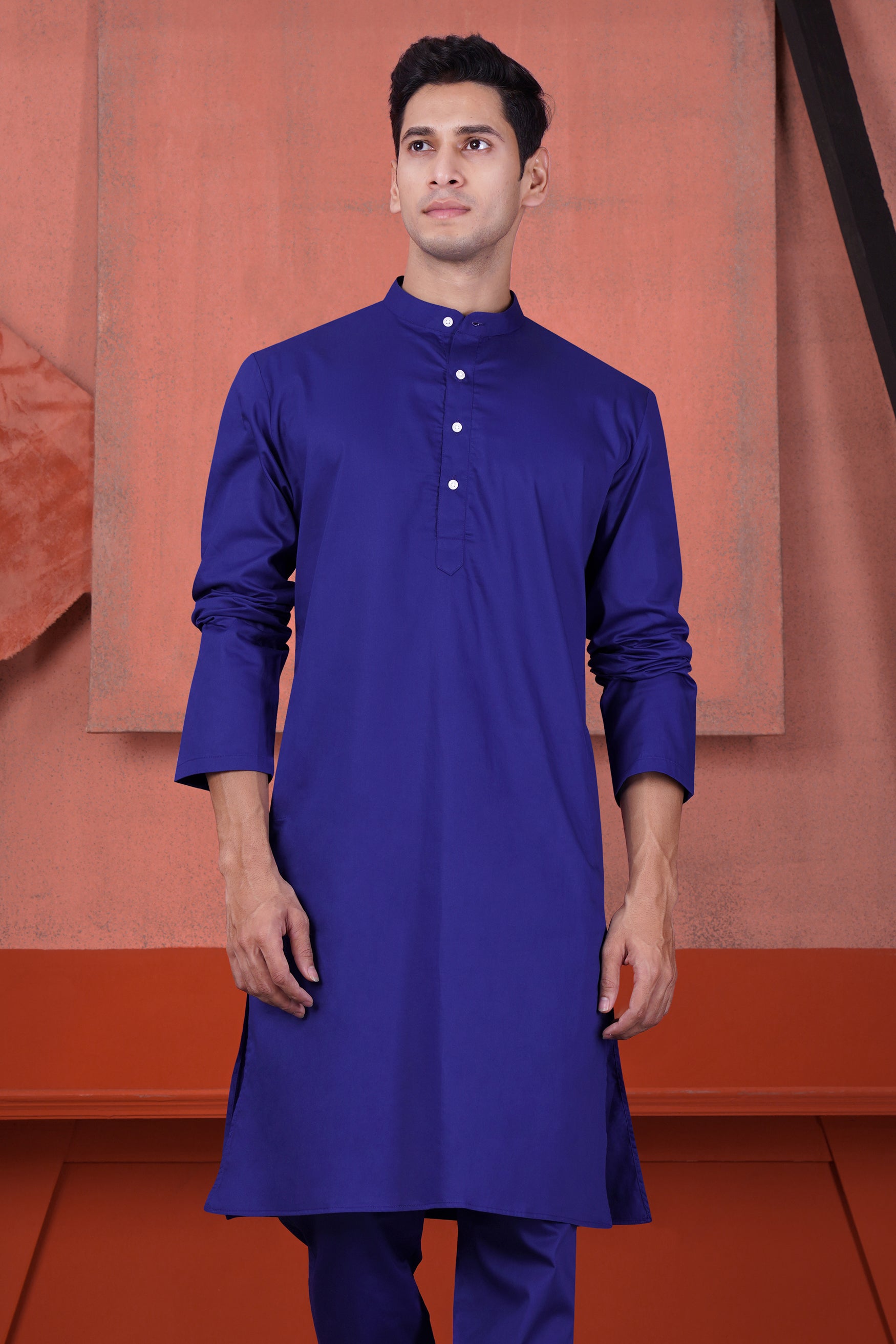 Indigo Blue Kurta Subtle Sheen Super Soft Premium Cotton Kurta