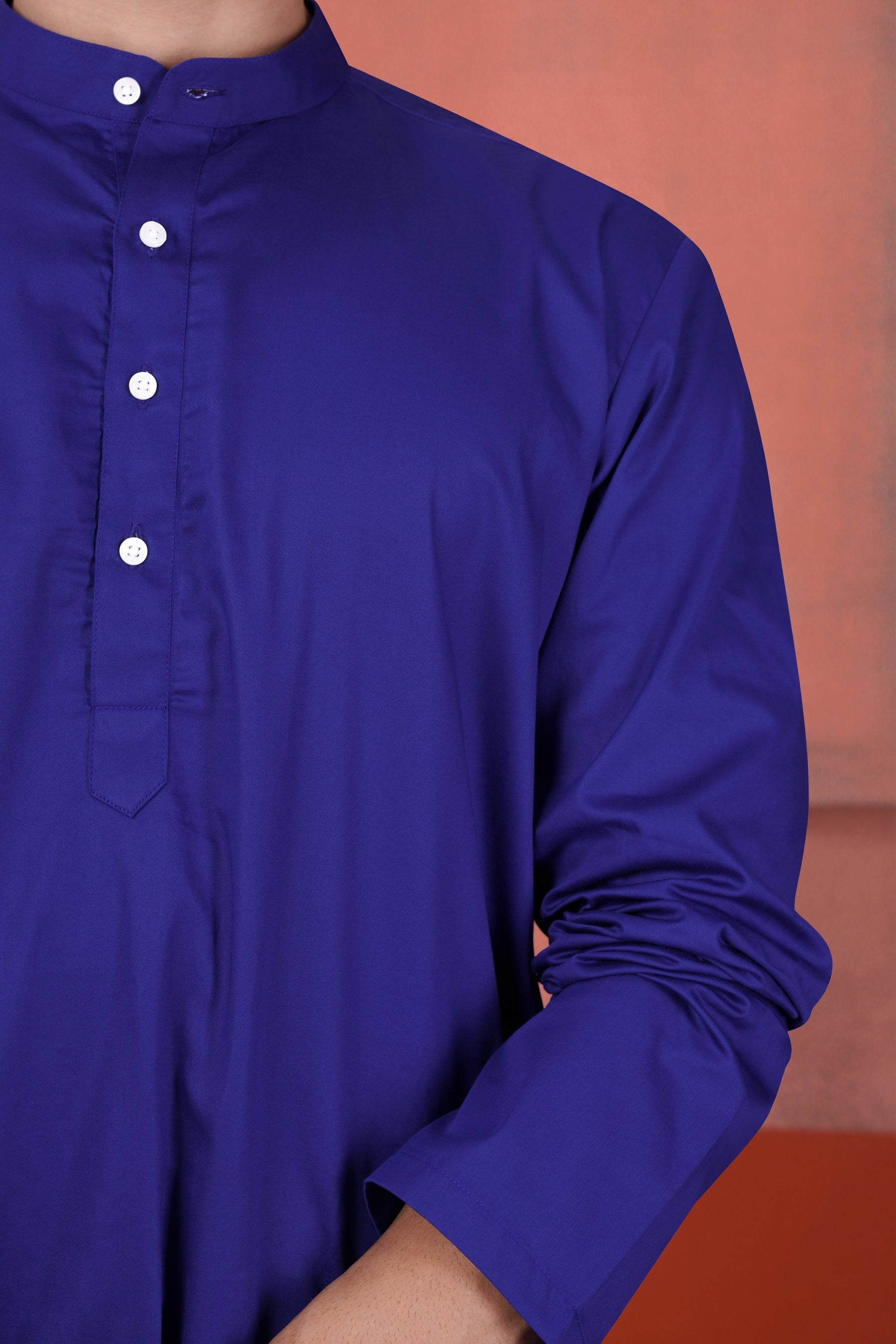 Indigo Blue Kurta Subtle Sheen Super Soft Premium Cotton Kurta