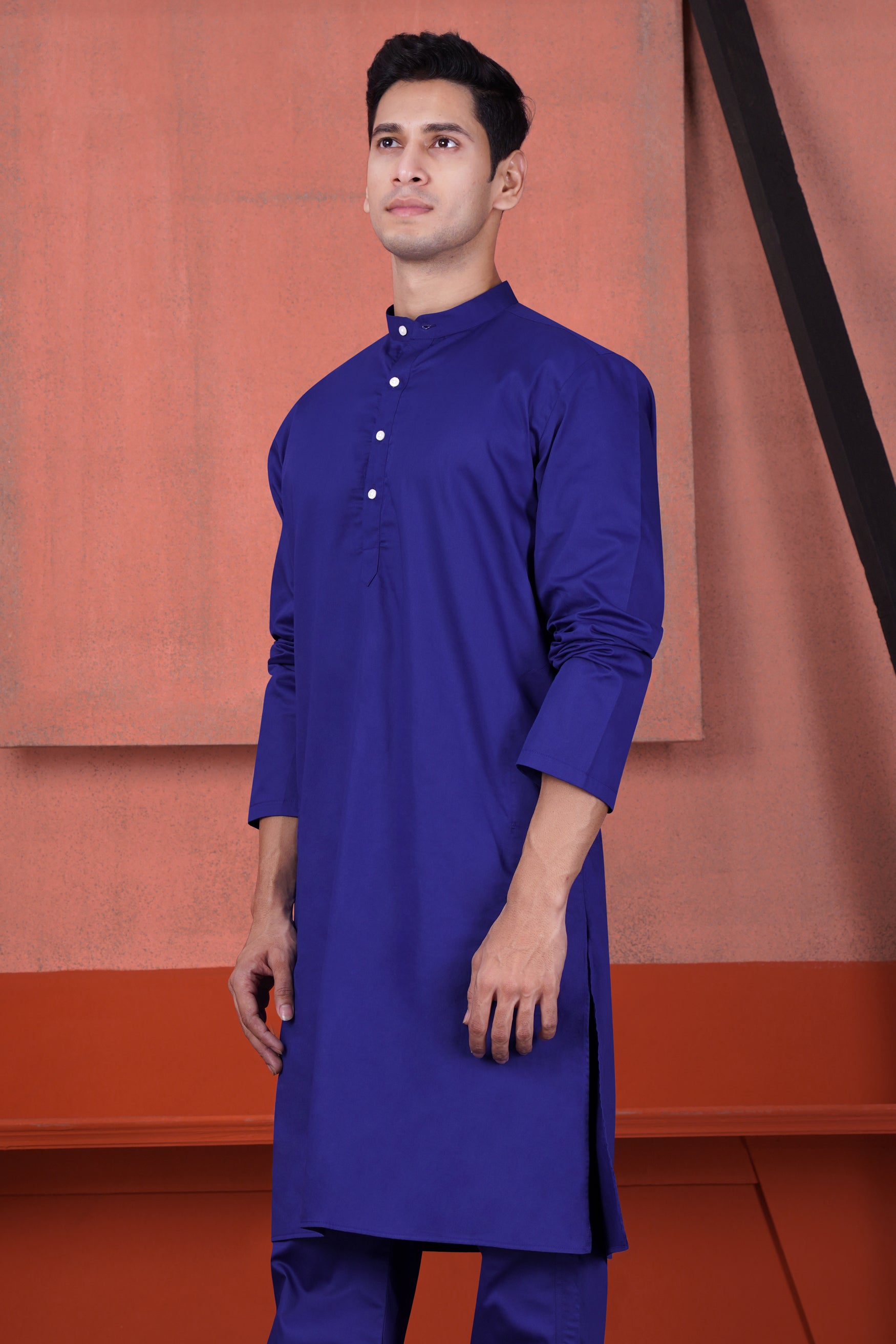 Indigo Blue Kurta Subtle Sheen Super Soft Premium Cotton Kurta