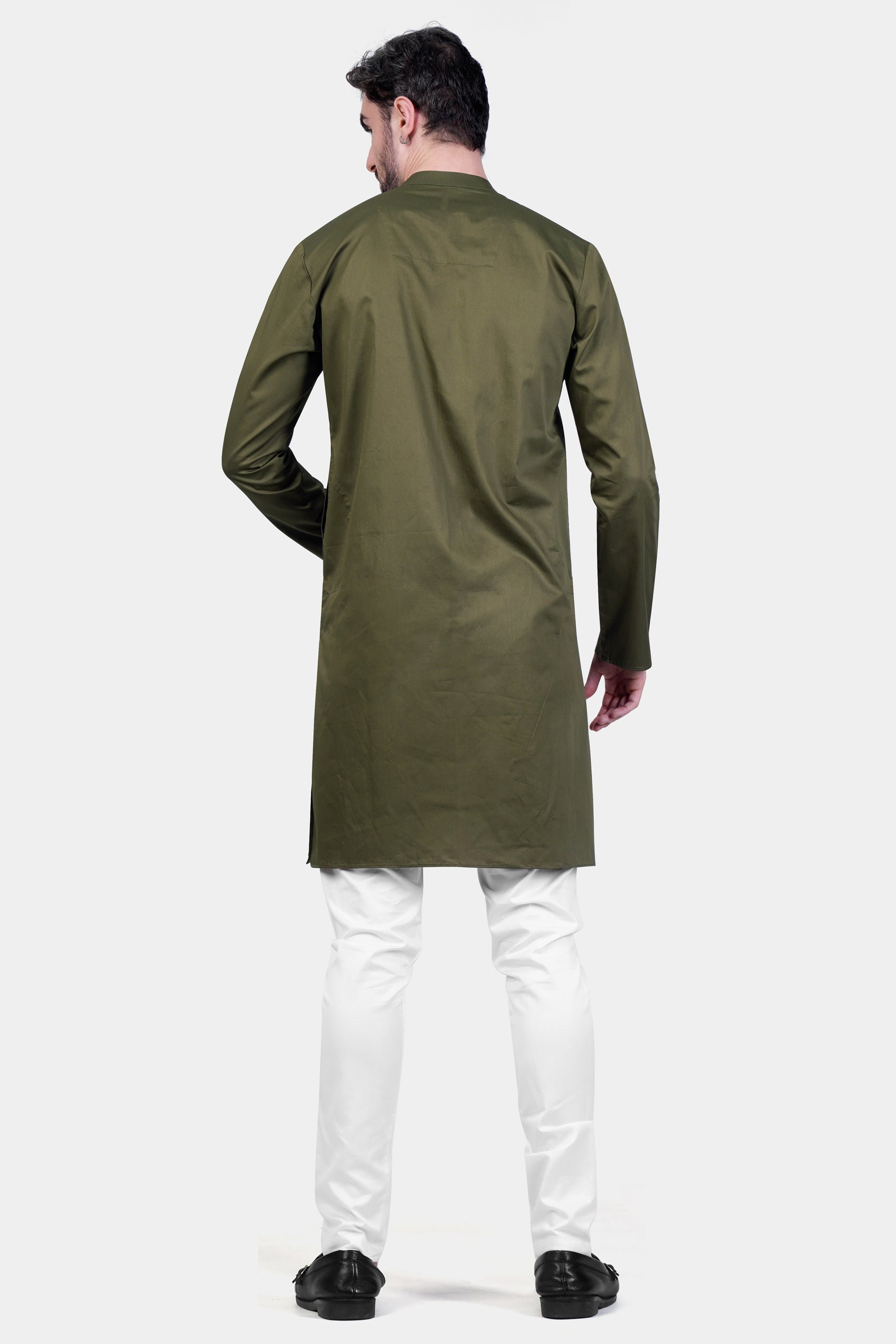 Hemlock Green Alpana Art Hand Painted Subtle Sheen Super Soft Premium Cotton Designer kurta