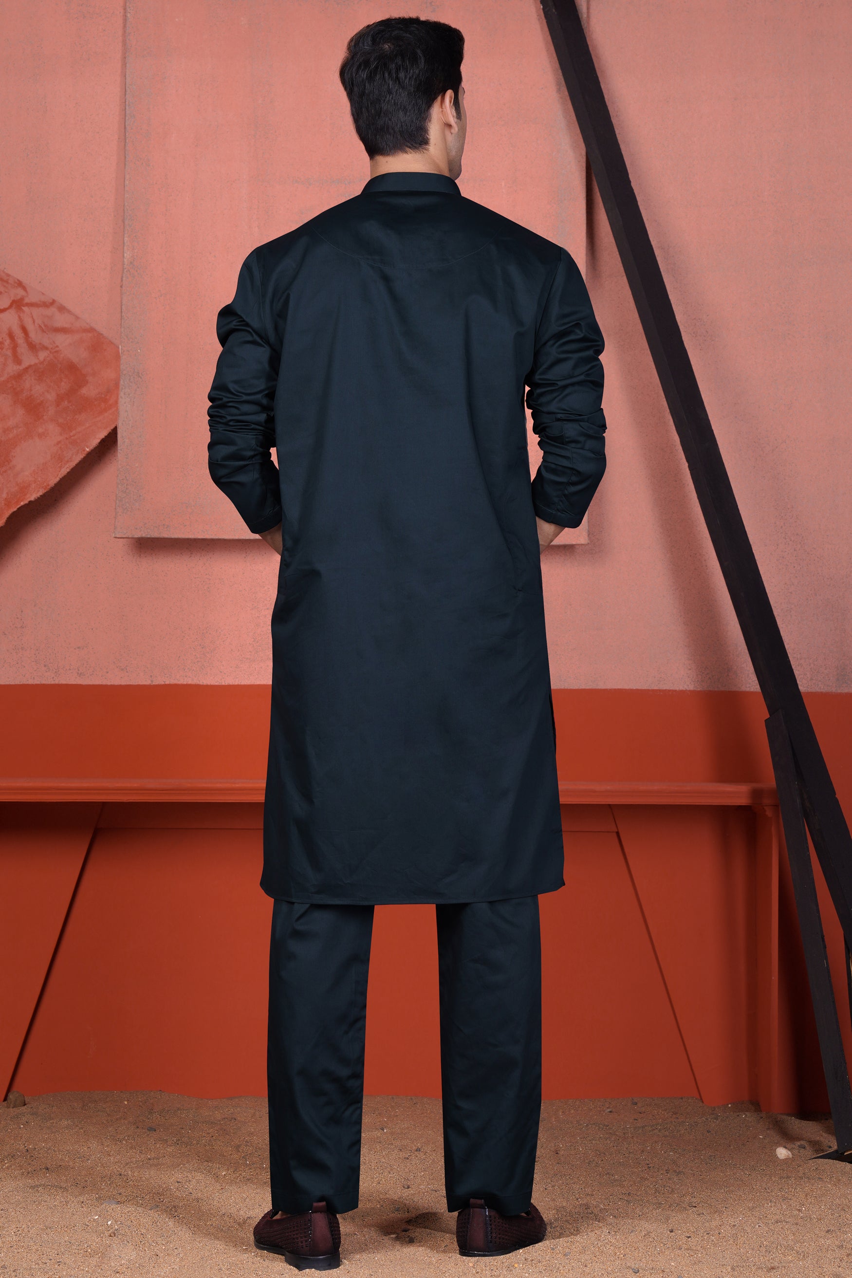 Gunmetal Blue Subtle Sheen Super Soft Premium Cotton Kurta