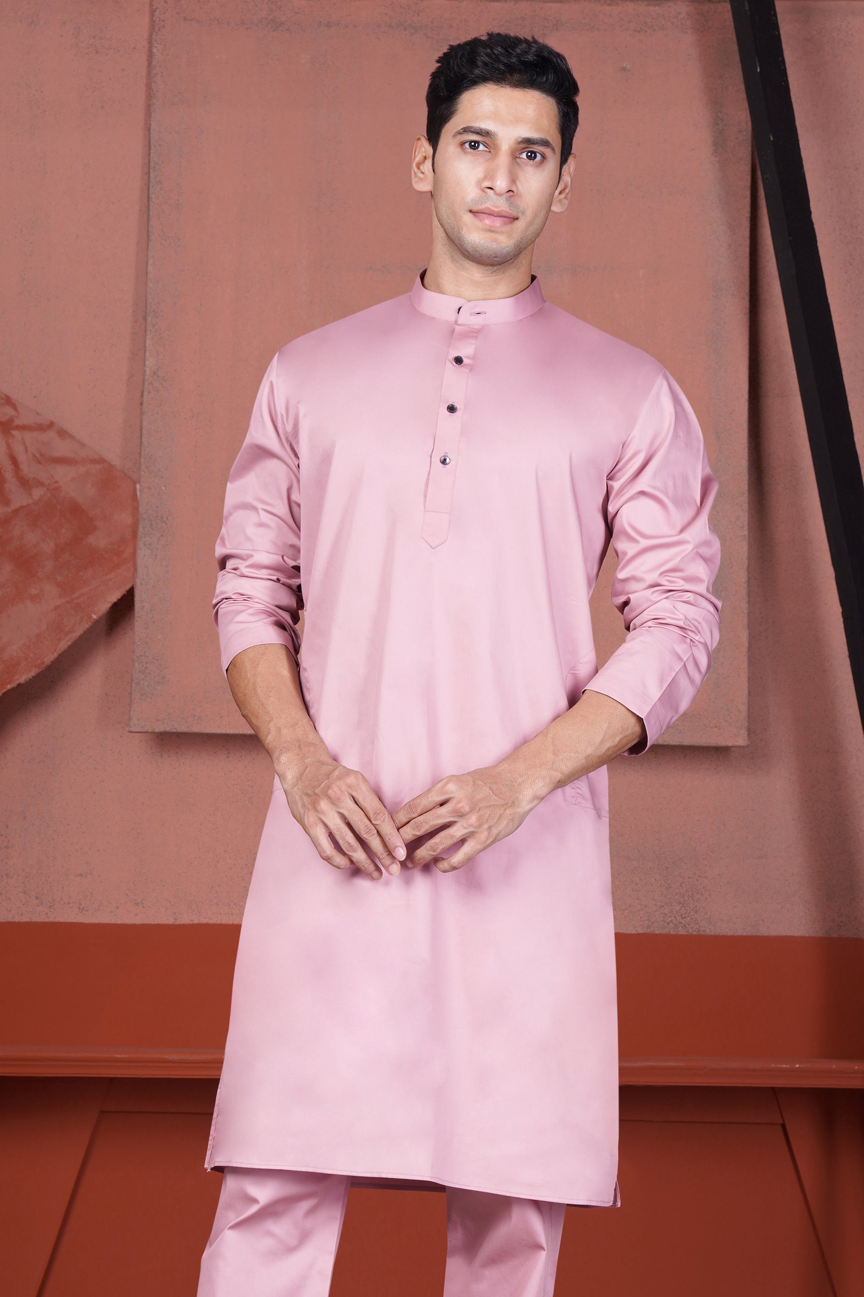 Kobi Pink Subtle Sheen Super Soft Premium Cotton Kurta